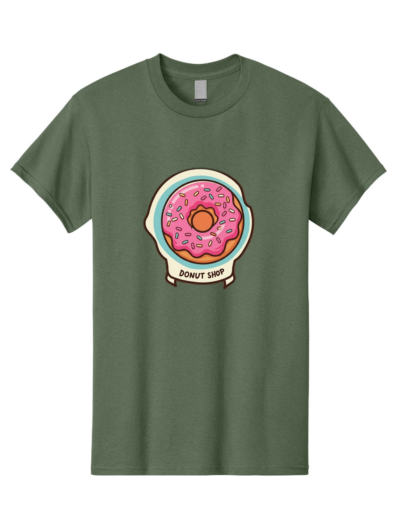 Donut-Shop Men'S Graphic Tee, 100% Cotton, Comfortable Casual Summer Wear, Machine Washable, Donut Shop, Pink Frosted Donut, Sprinkles, Sweet Treats, Baked Goods, Tasty Pastries, Donut Lover, Dessert Shop Baa513 6