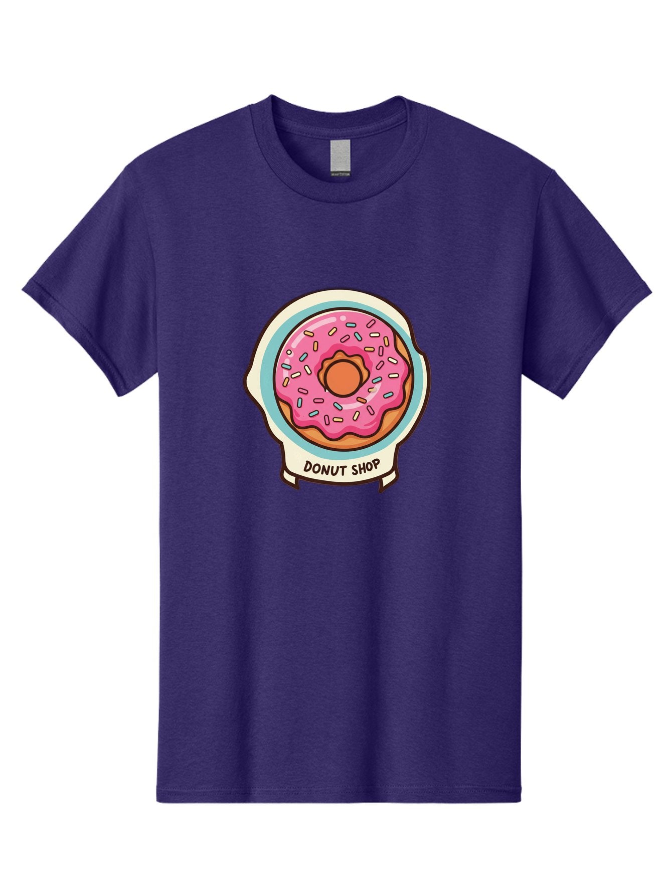 Donut-Shop Men'S Graphic Tee, 100% Cotton, Comfortable Casual Summer Wear, Machine Washable, Donut Shop, Pink Frosted Donut, Sprinkles, Sweet Treats, Baked Goods, Tasty Pastries, Donut Lover, Dessert Shop Baa513 3
