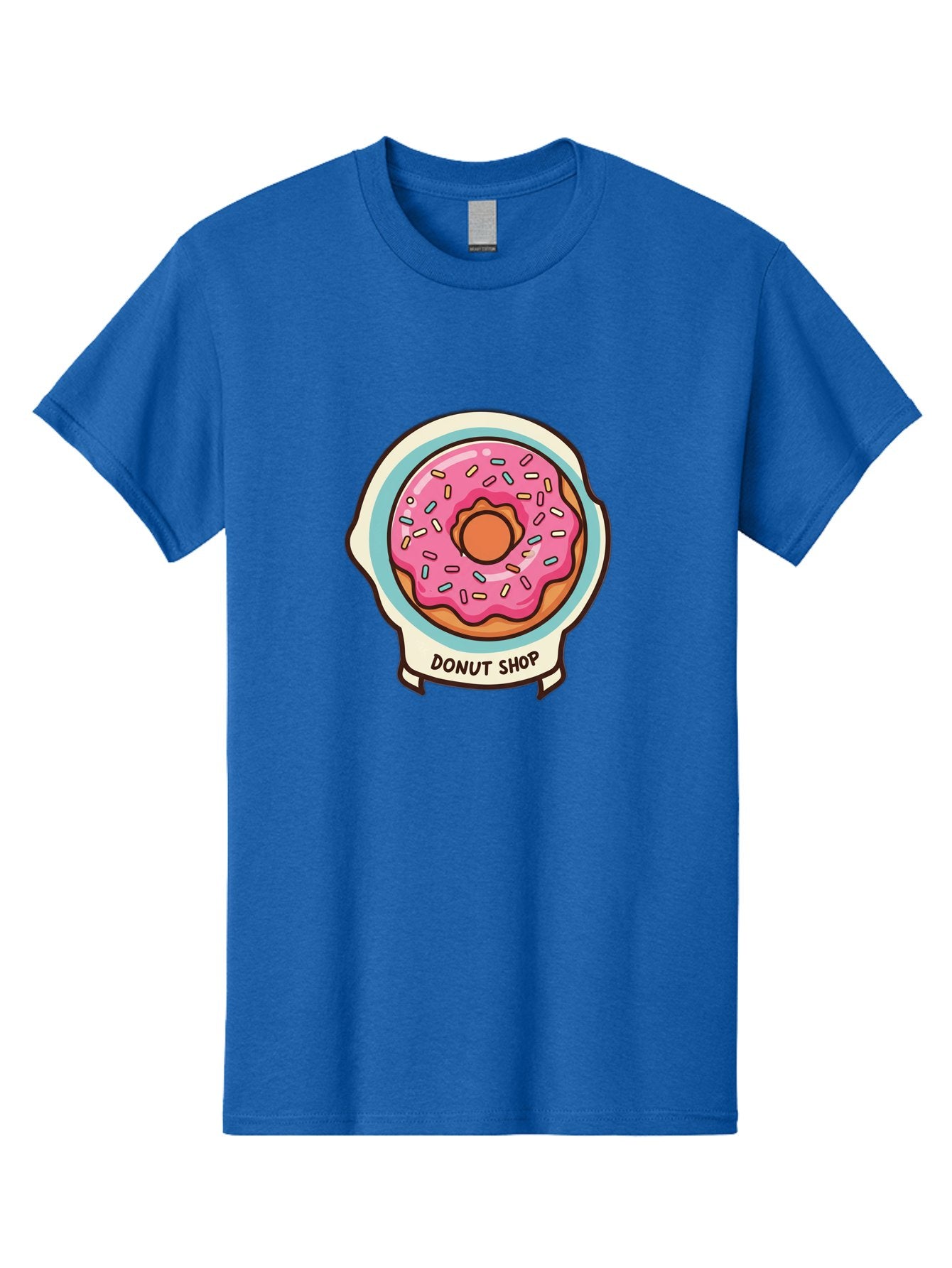 Donut-Shop Men'S Graphic Tee, 100% Cotton, Comfortable Casual Summer Wear, Machine Washable, Donut Shop, Pink Frosted Donut, Sprinkles, Sweet Treats, Baked Goods, Tasty Pastries, Donut Lover, Dessert Shop Baa513 8