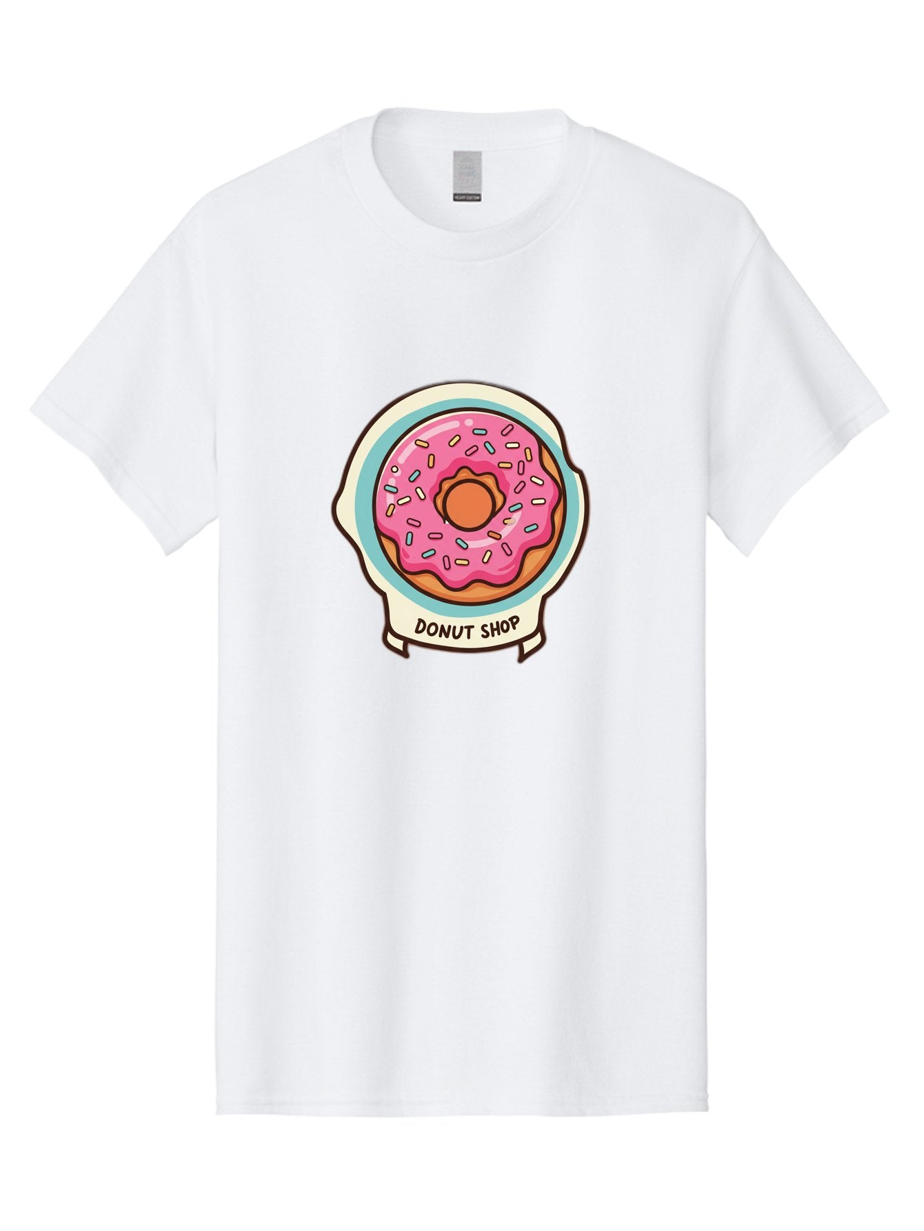 Donut-Shop Men'S Graphic Tee, 100% Cotton, Comfortable Casual Summer Wear, Machine Washable, Donut Shop, Pink Frosted Donut, Sprinkles, Sweet Treats, Baked Goods, Tasty Pastries, Donut Lover, Dessert Shop Baa513 4