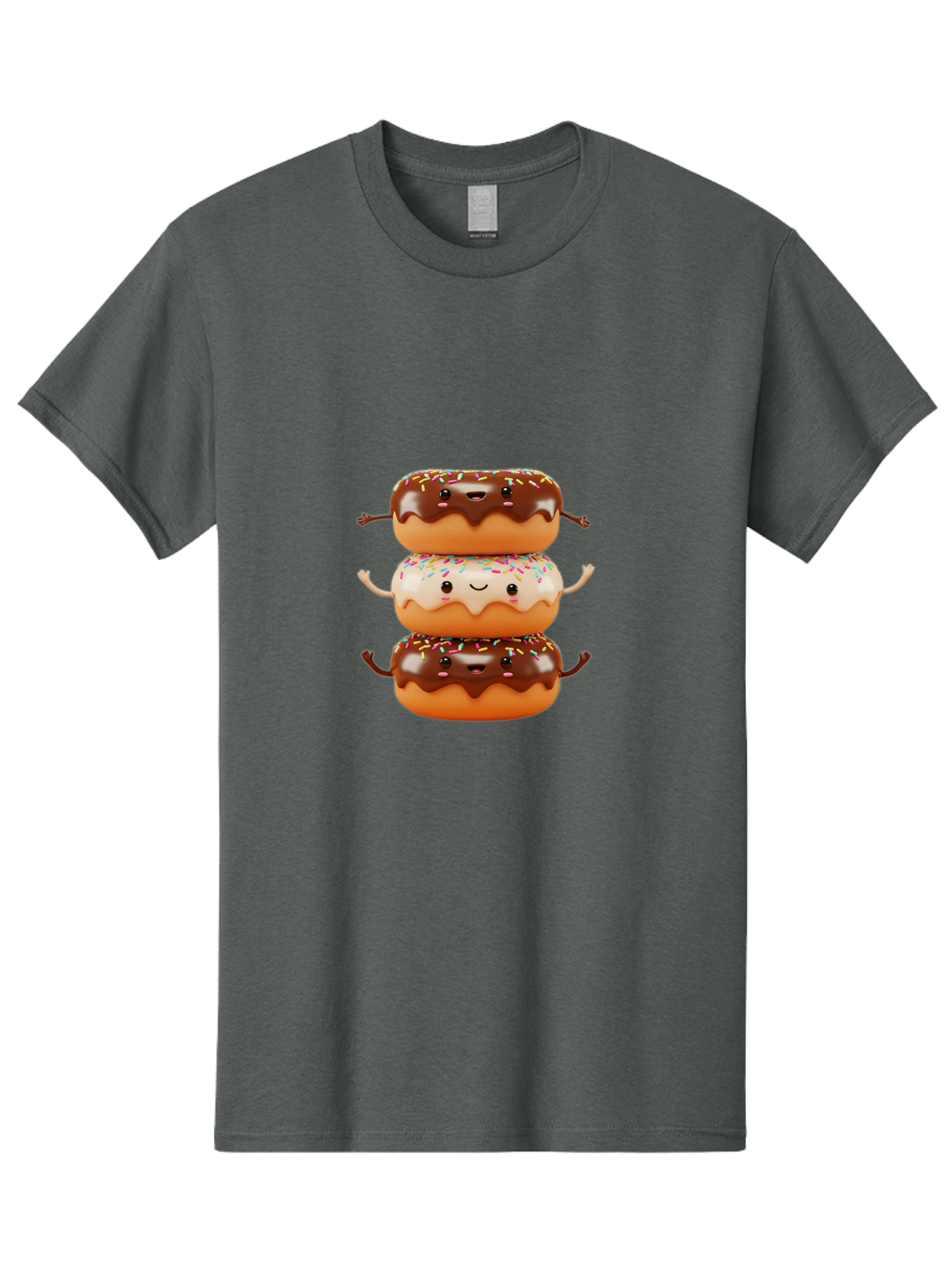 Donut-Stack Men'S Graphic Tee, 100% Cotton, Comfortable Casual Summer Wear, Machine Washable, Stacked Donuts, Chocolate Glazed Donut, Sprinkles Donut, Smiling Faces, Colorful Sweets, Playful Pastries, Sweet Treats, Dessert Lovers, Donut Stack, Baa514