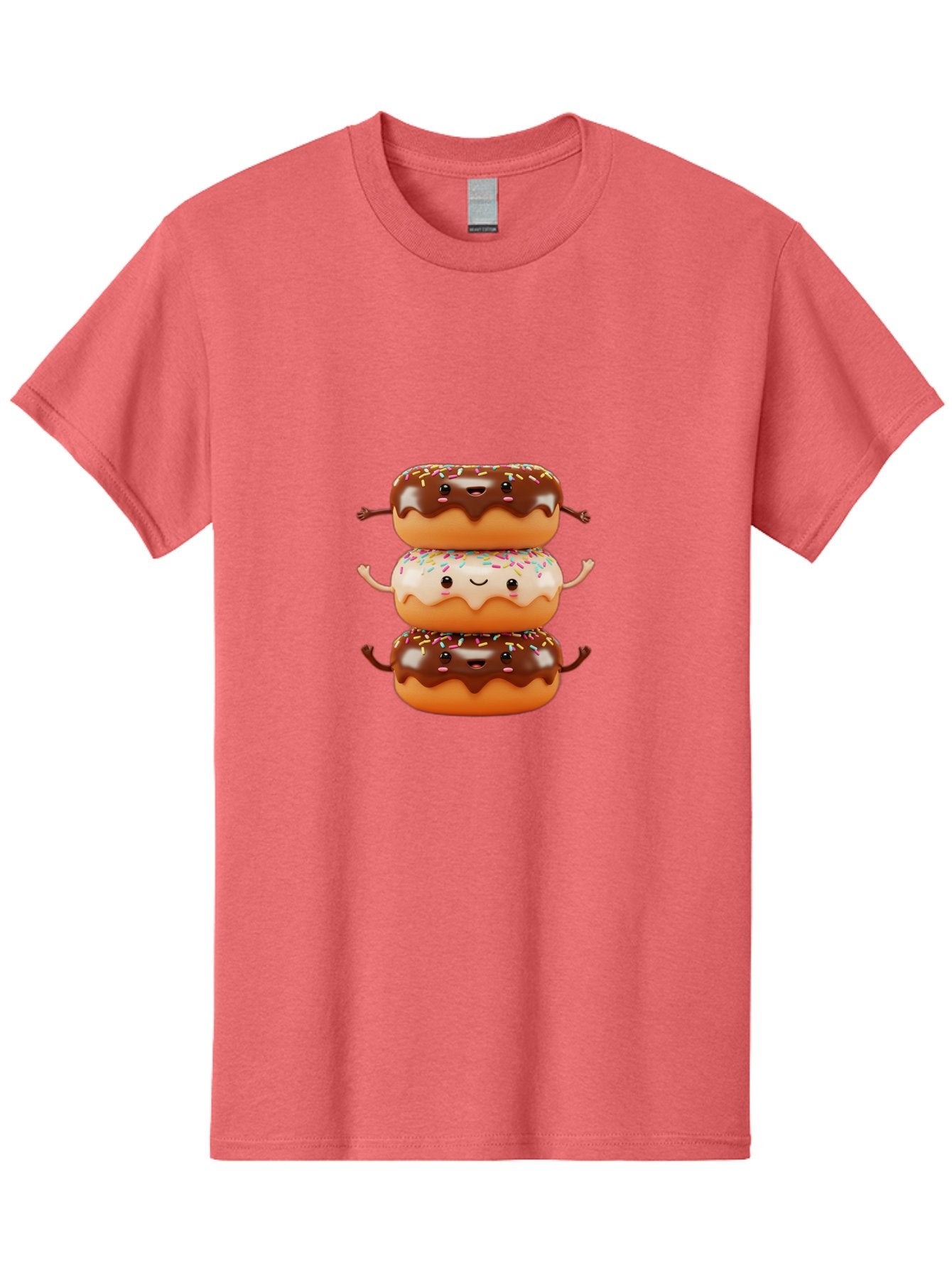 Donut-Stack Men'S Graphic Tee, 100% Cotton, Comfortable Casual Summer Wear, Machine Washable, Stacked Donuts, Chocolate Glazed Donut, Sprinkles Donut, Smiling Faces, Colorful Sweets, Playful Pastries, Sweet Treats, Dessert Lovers, Donut Stack, Baa514 3