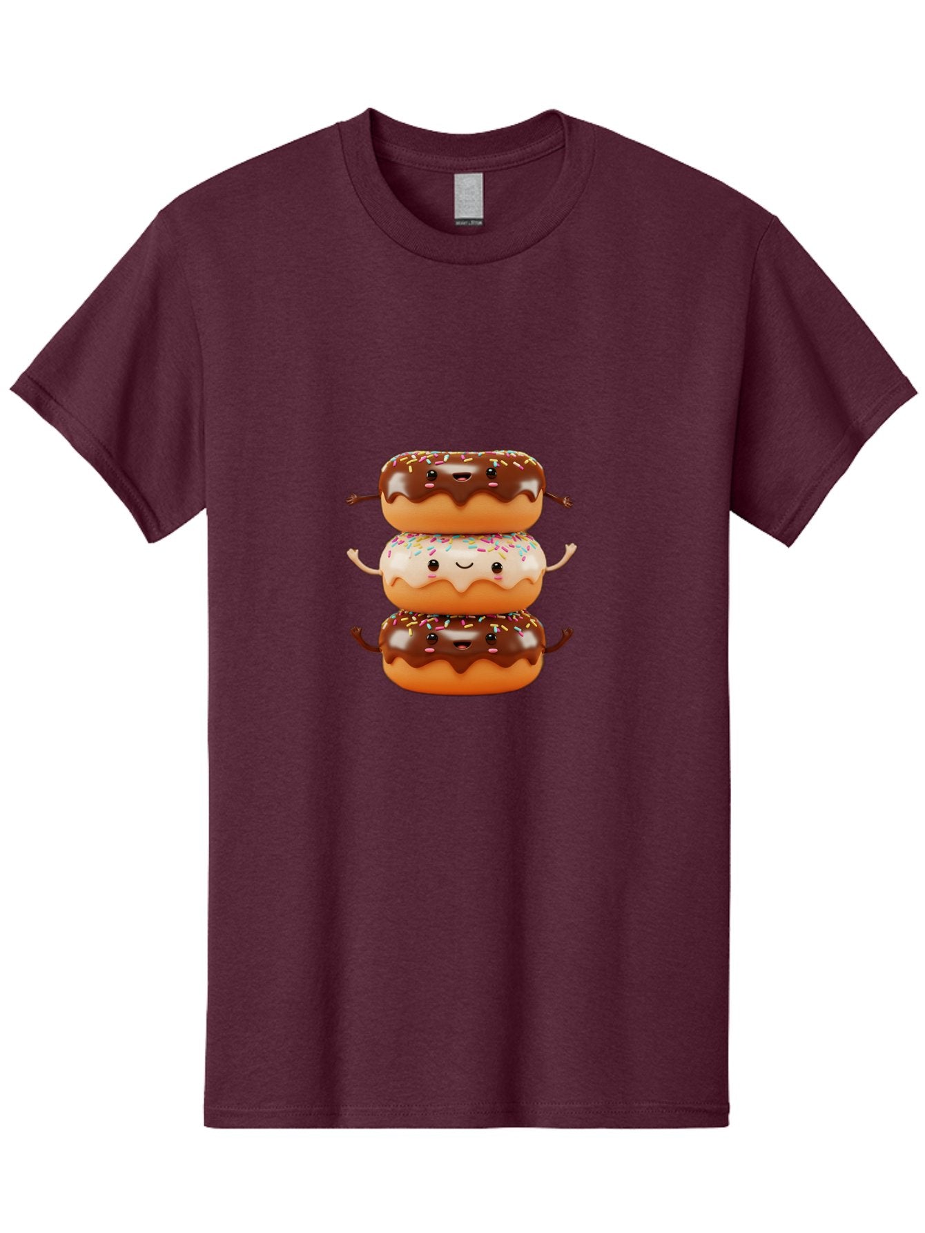 Donut-Stack Men'S Graphic Tee, 100% Cotton, Comfortable Casual Summer Wear, Machine Washable, Stacked Donuts, Chocolate Glazed Donut, Sprinkles Donut, Smiling Faces, Colorful Sweets, Playful Pastries, Sweet Treats, Dessert Lovers, Donut Stack, Baa514 13