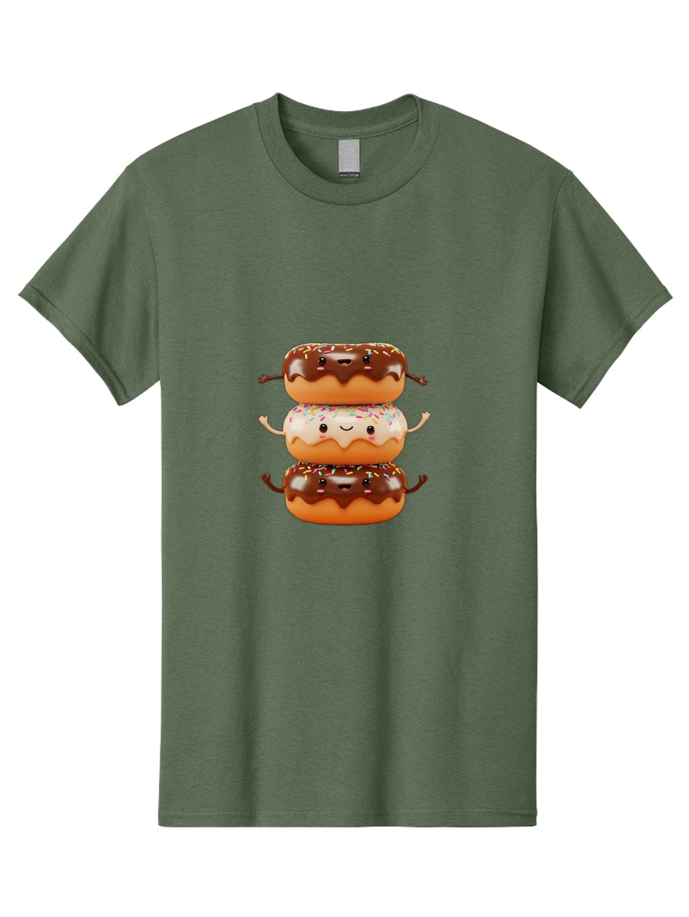 Donut-Stack Men'S Graphic Tee, 100% Cotton, Comfortable Casual Summer Wear, Machine Washable, Stacked Donuts, Chocolate Glazed Donut, Sprinkles Donut, Smiling Faces, Colorful Sweets, Playful Pastries, Sweet Treats, Dessert Lovers, Donut Stack, Baa514 5