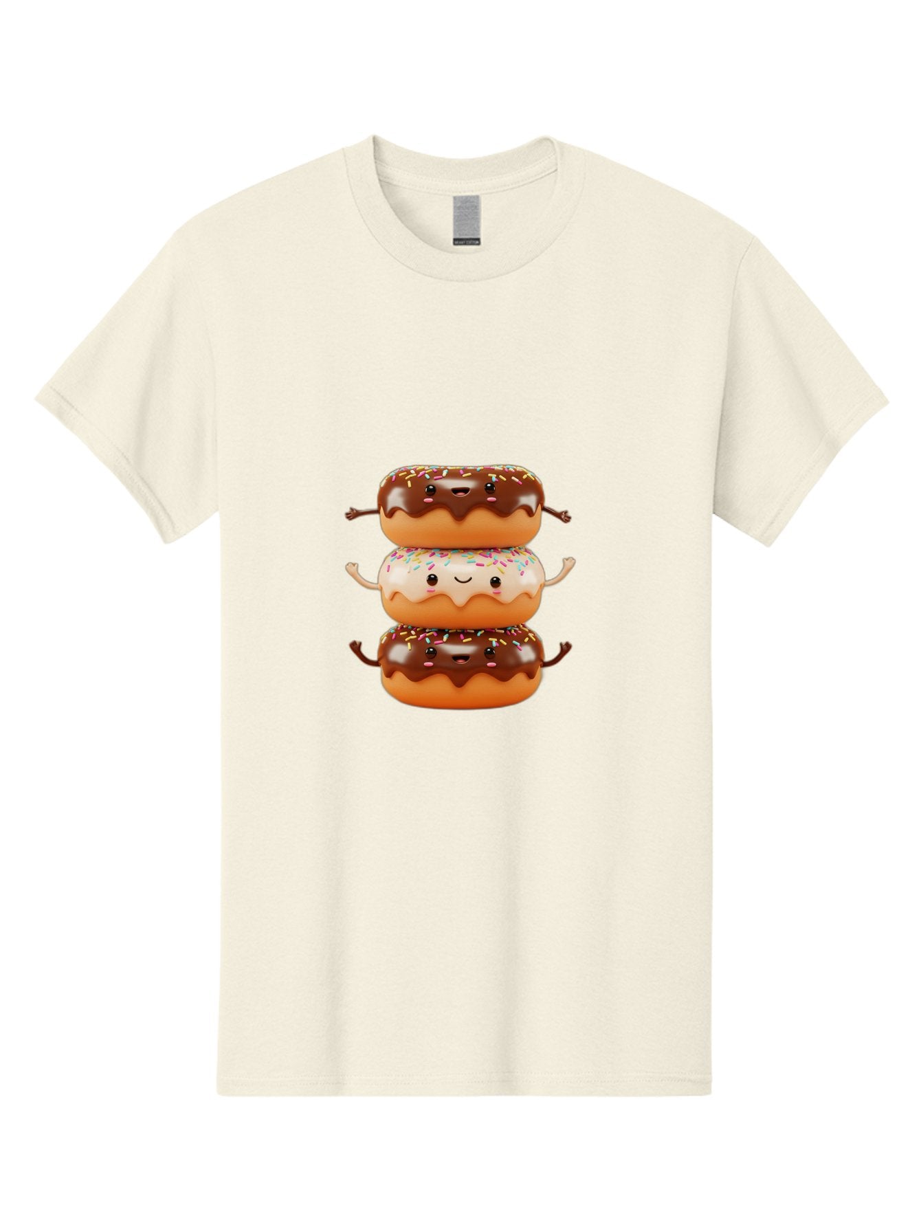 Donut-Stack Men'S Graphic Tee, 100% Cotton, Comfortable Casual Summer Wear, Machine Washable, Stacked Donuts, Chocolate Glazed Donut, Sprinkles Donut, Smiling Faces, Colorful Sweets, Playful Pastries, Sweet Treats, Dessert Lovers, Donut Stack, Baa514 4