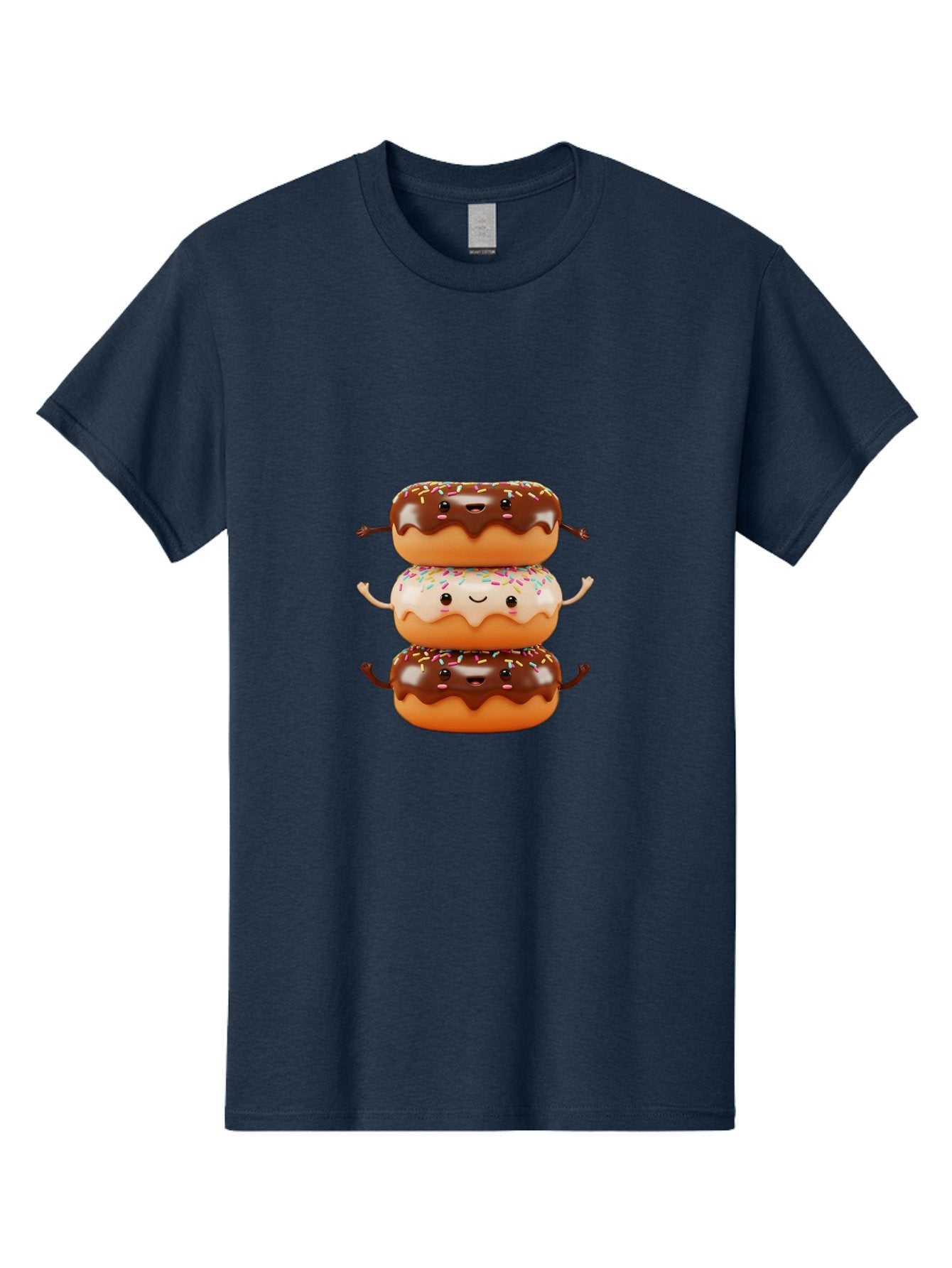 Donut-Stack Men'S Graphic Tee, 100% Cotton, Comfortable Casual Summer Wear, Machine Washable, Stacked Donuts, Chocolate Glazed Donut, Sprinkles Donut, Smiling Faces, Colorful Sweets, Playful Pastries, Sweet Treats, Dessert Lovers, Donut Stack, Baa514 8