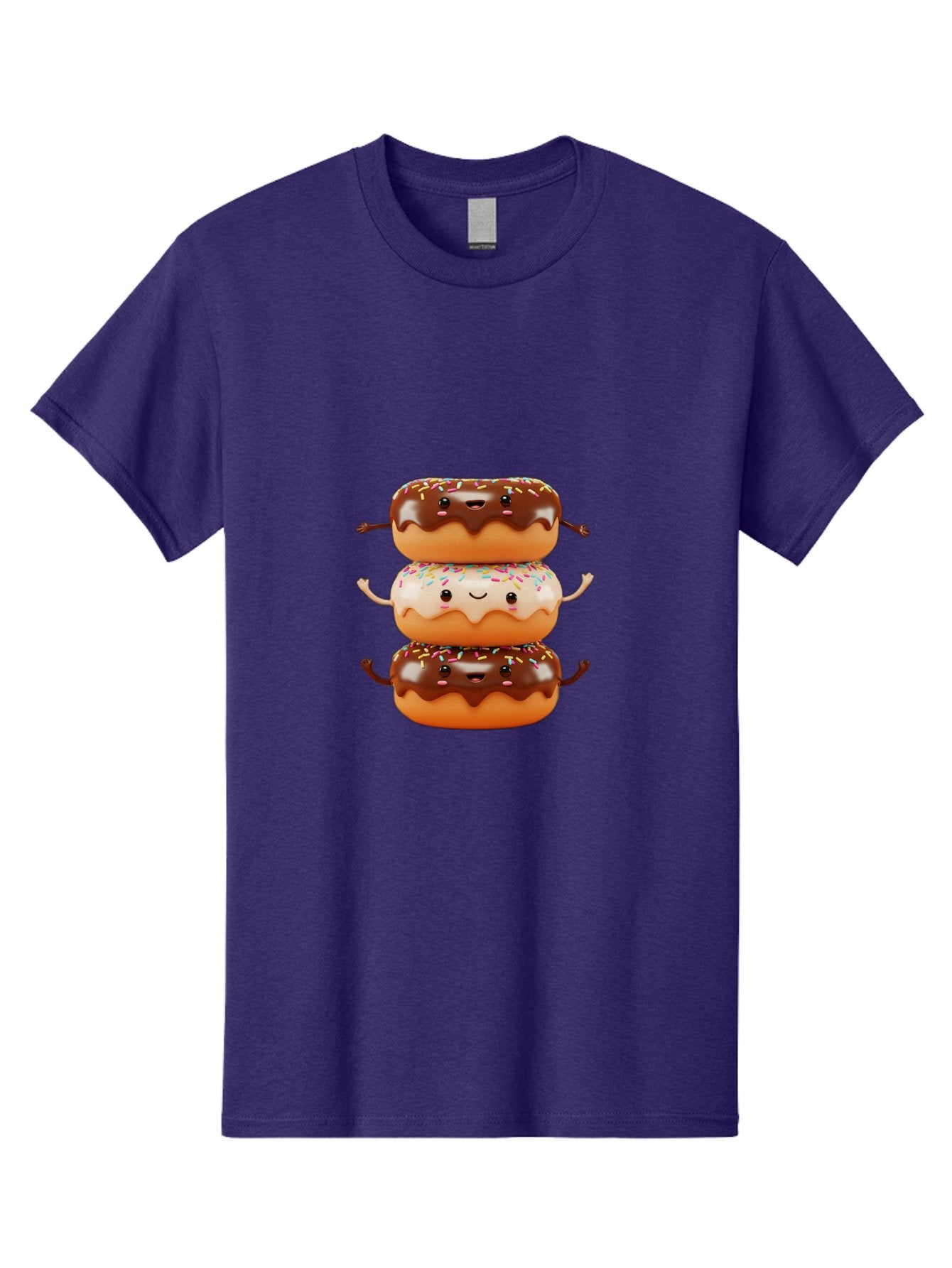 Donut-Stack Men'S Graphic Tee, 100% Cotton, Comfortable Casual Summer Wear, Machine Washable, Stacked Donuts, Chocolate Glazed Donut, Sprinkles Donut, Smiling Faces, Colorful Sweets, Playful Pastries, Sweet Treats, Dessert Lovers, Donut Stack, Baa514 9