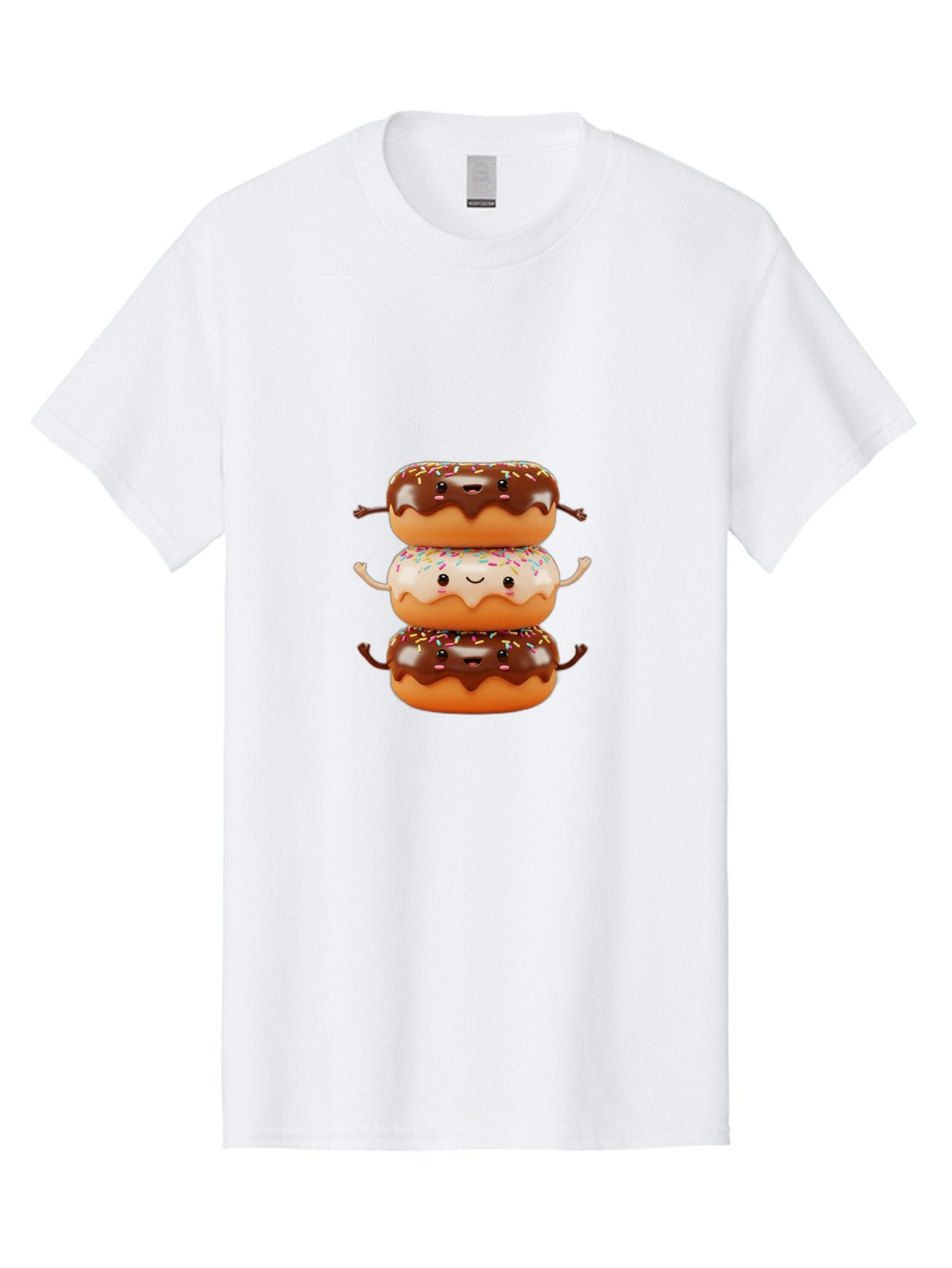 Donut-Stack Men'S Graphic Tee, 100% Cotton, Comfortable Casual Summer Wear, Machine Washable, Stacked Donuts, Chocolate Glazed Donut, Sprinkles Donut, Smiling Faces, Colorful Sweets, Playful Pastries, Sweet Treats, Dessert Lovers, Donut Stack, Baa514 11
