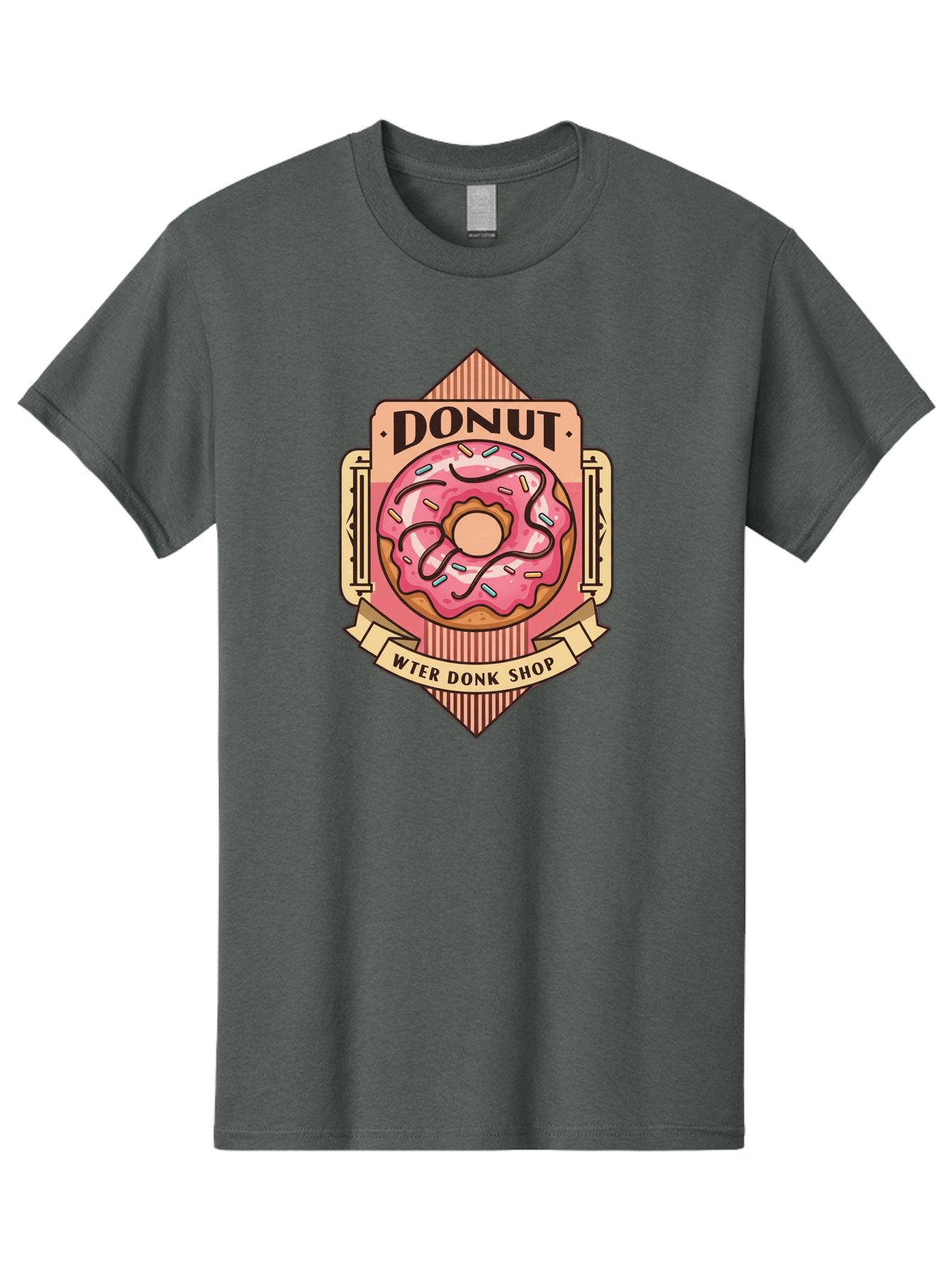 Donut-Wter-Donk-Shop Men'S Graphic Tee, 100% Cotton, Comfortable Casual Summer Wear, Machine Washable, Vintage Donut Illustration, Retro Donut Shop Signage, Sweet Treats, Dessert Lovers, Tasty Donuts, Donut Shop Branding, Classic Donut Design, Baa517 13