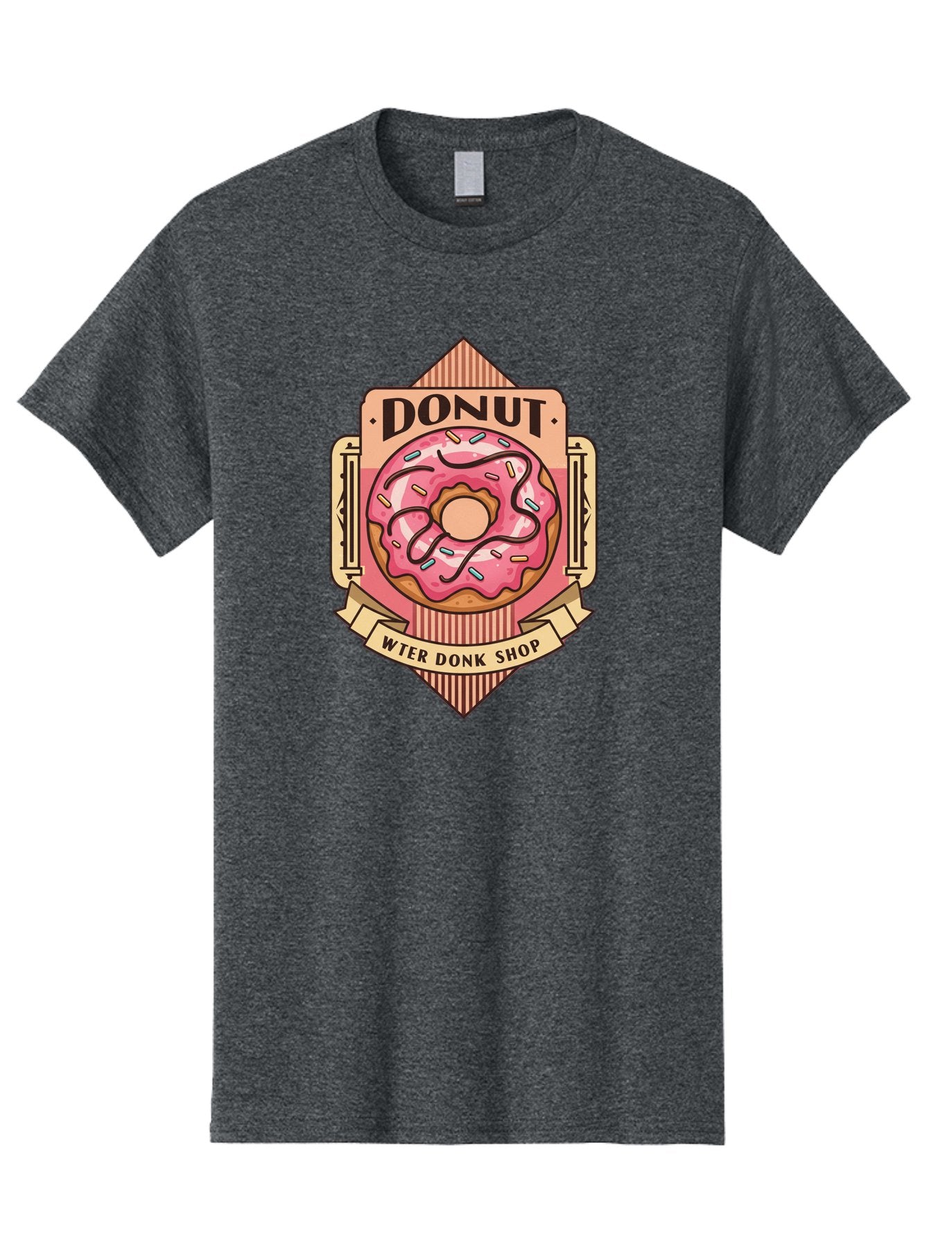 Donut-Wter-Donk-Shop Men'S Graphic Tee, 100% Cotton, Comfortable Casual Summer Wear, Machine Washable, Vintage Donut Illustration, Retro Donut Shop Signage, Sweet Treats, Dessert Lovers, Tasty Donuts, Donut Shop Branding, Classic Donut Design, Baa517 11