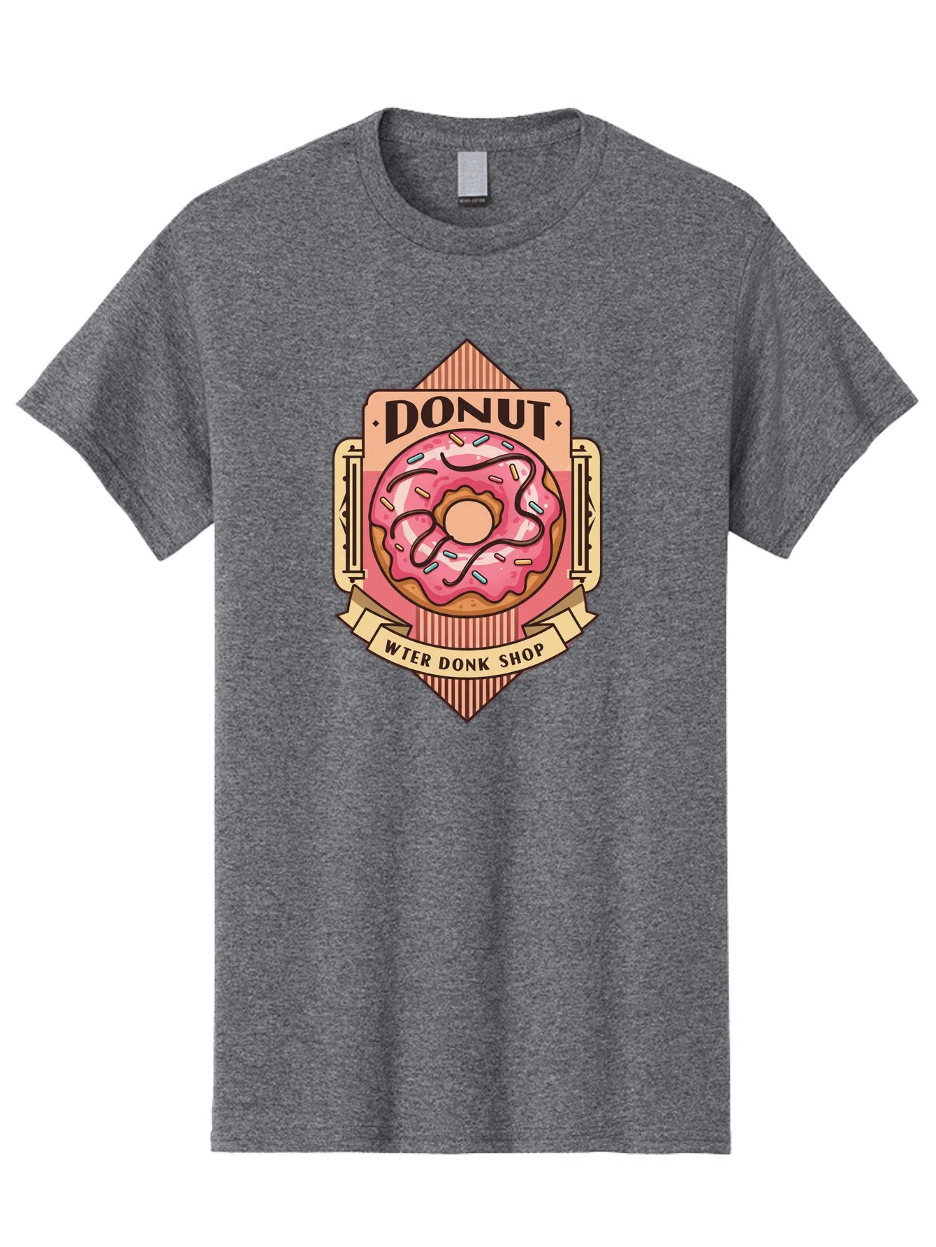 Donut-Wter-Donk-Shop Men'S Graphic Tee, 100% Cotton, Comfortable Casual Summer Wear, Machine Washable, Vintage Donut Illustration, Retro Donut Shop Signage, Sweet Treats, Dessert Lovers, Tasty Donuts, Donut Shop Branding, Classic Donut Design, Baa517 15