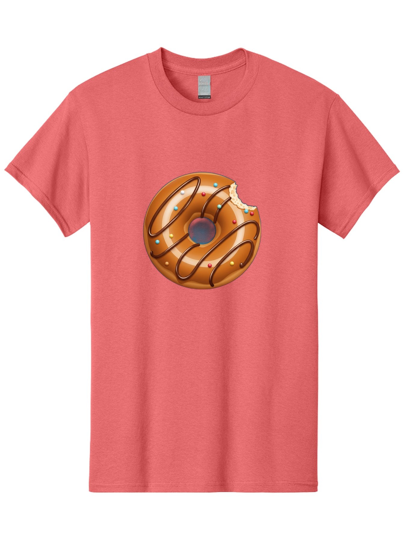 Donut Men'S Graphic Tee, 100% Cotton, Comfortable Casual Summer Wear, Machine Washable, Chocolate Donut, Donut With Glaze, Donut With Sprinkles, Chocolate Drizzle, Sweet Treat, Dessert, Tasty Pastry, Colorful Donut, Donut With Bite Taken, Baa518 8