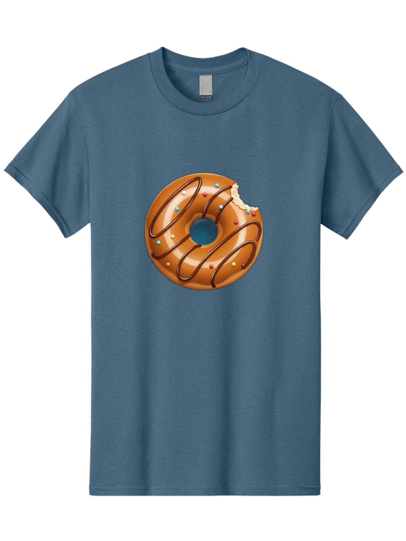 Donut Men'S Graphic Tee, 100% Cotton, Comfortable Casual Summer Wear, Machine Washable, Chocolate Donut, Donut With Glaze, Donut With Sprinkles, Chocolate Drizzle, Sweet Treat, Dessert, Tasty Pastry, Colorful Donut, Donut With Bite Taken, Baa518 6