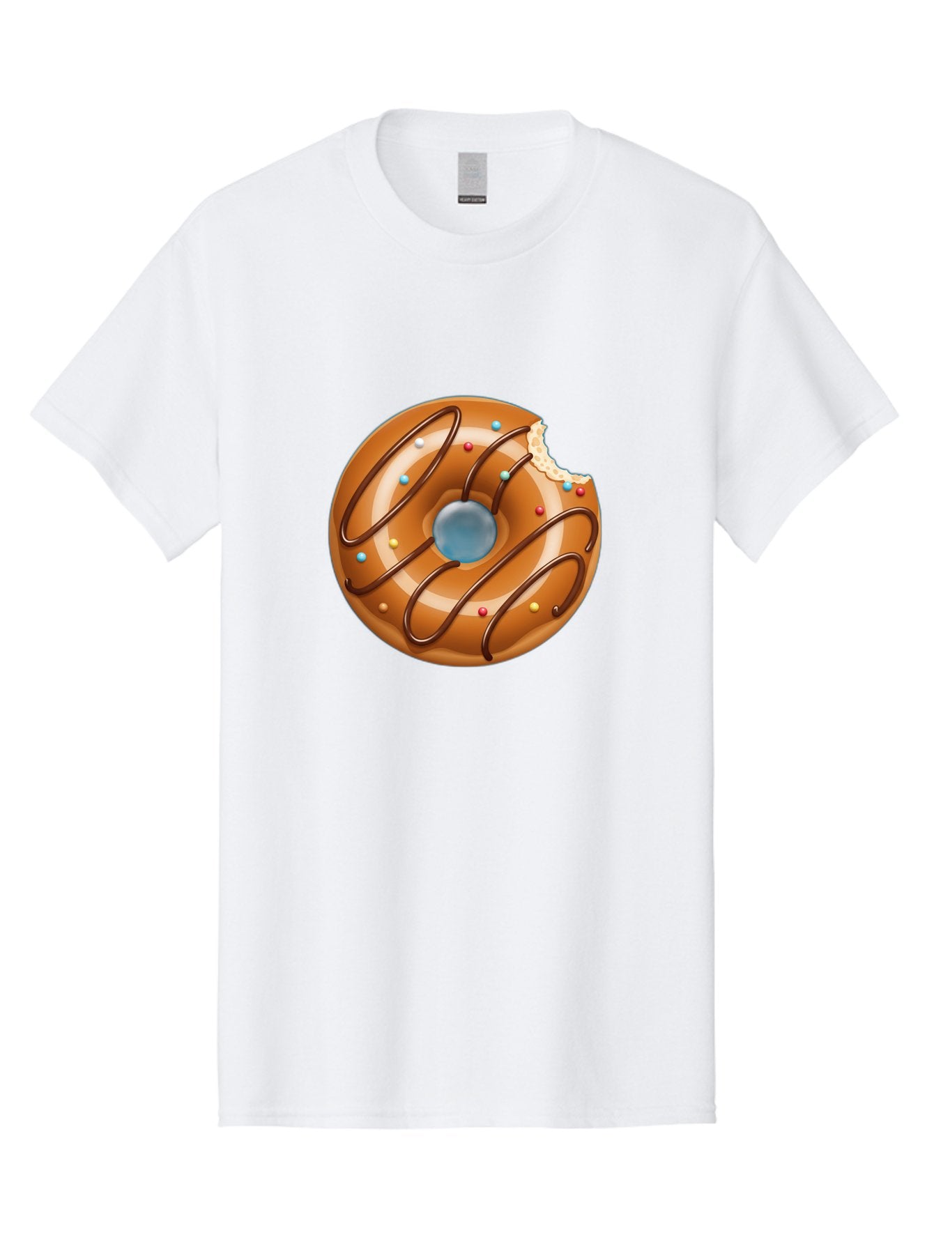 Donut Men'S Graphic Tee, 100% Cotton, Comfortable Casual Summer Wear, Machine Washable, Chocolate Donut, Donut With Glaze, Donut With Sprinkles, Chocolate Drizzle, Sweet Treat, Dessert, Tasty Pastry, Colorful Donut, Donut With Bite Taken, Baa518 4