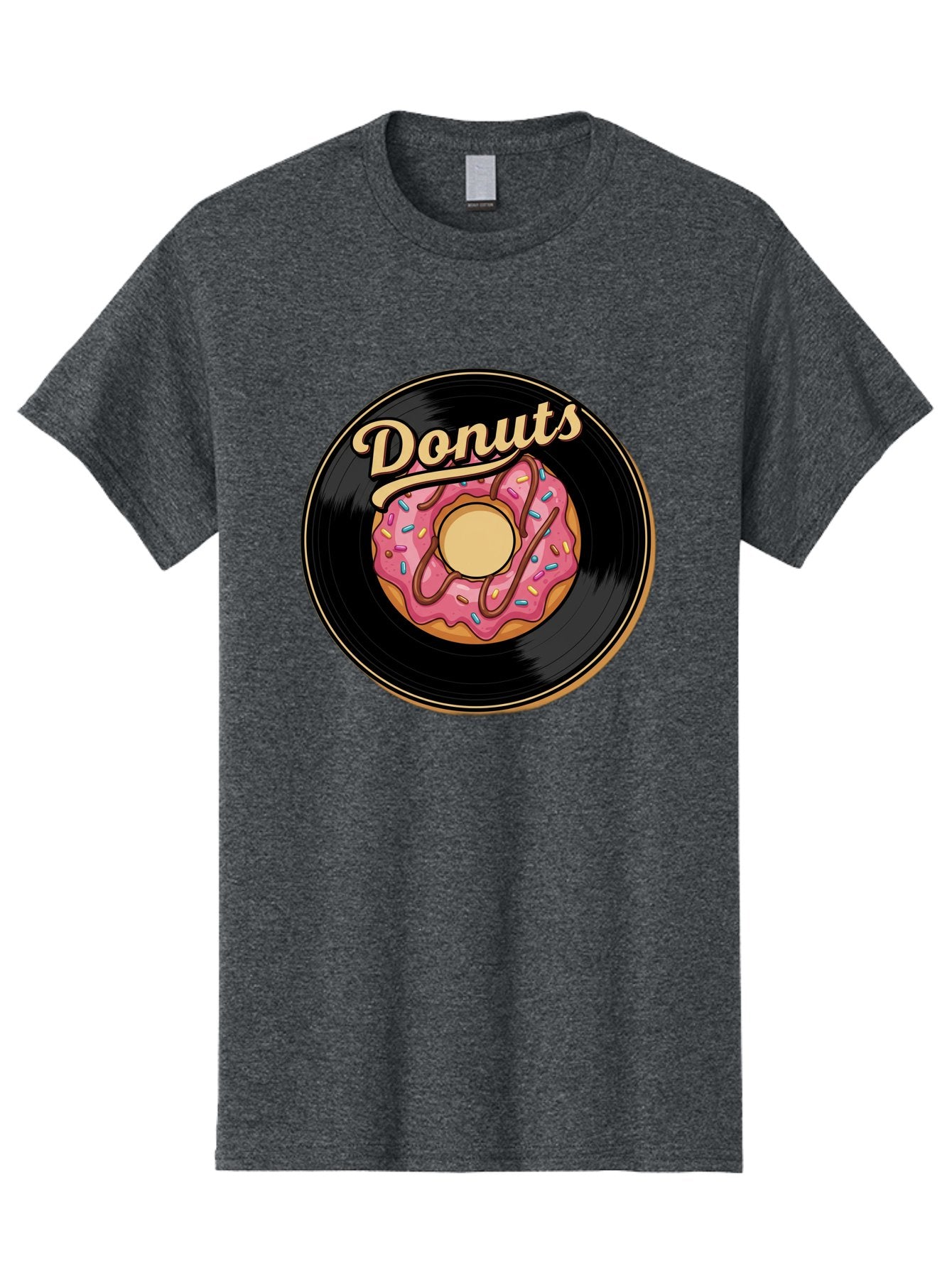 Donuts-3 Men'S Graphic Tee, 100% Cotton, Comfortable Casual Summer Wear, Machine Washable, Donut On Vinyl Record, Pink Donut With Sprinkles, Chocolate Drizzle, Sweet Treat, Retro Design, Donut Love, Vinyl Record Art, Donut Illustration Baa521 11