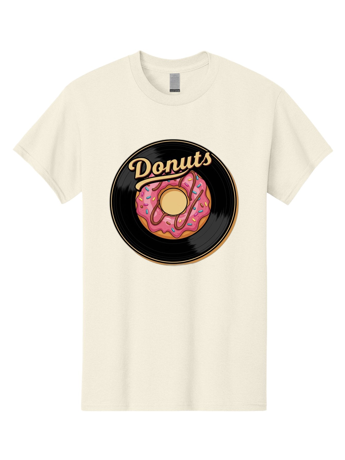 Donuts-3 Men'S Graphic Tee, 100% Cotton, Comfortable Casual Summer Wear, Machine Washable, Donut On Vinyl Record, Pink Donut With Sprinkles, Chocolate Drizzle, Sweet Treat, Retro Design, Donut Love, Vinyl Record Art, Donut Illustration Baa521 15