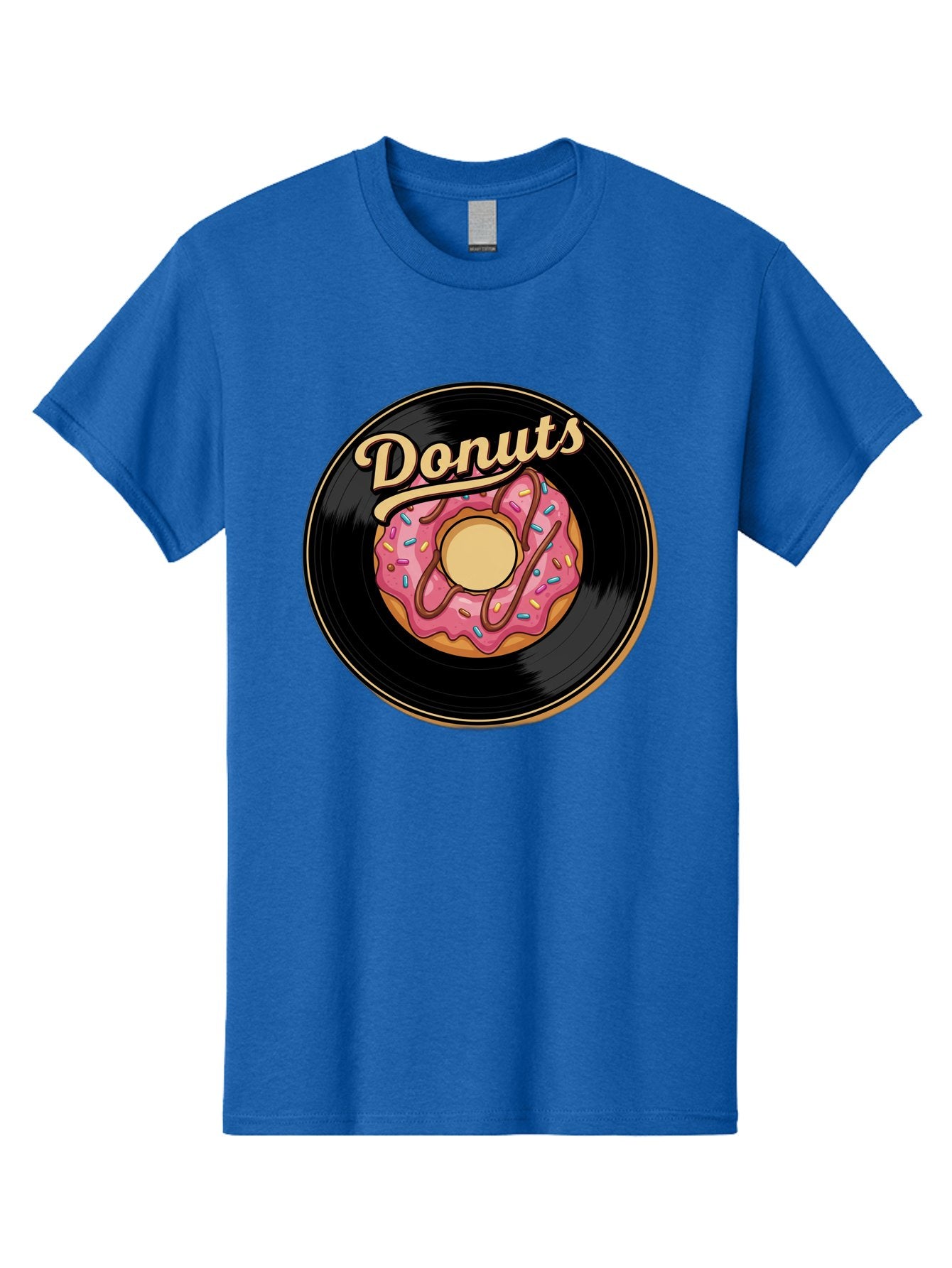 Donuts-3 Men'S Graphic Tee, 100% Cotton, Comfortable Casual Summer Wear, Machine Washable, Donut On Vinyl Record, Pink Donut With Sprinkles, Chocolate Drizzle, Sweet Treat, Retro Design, Donut Love, Vinyl Record Art, Donut Illustration Baa521 8