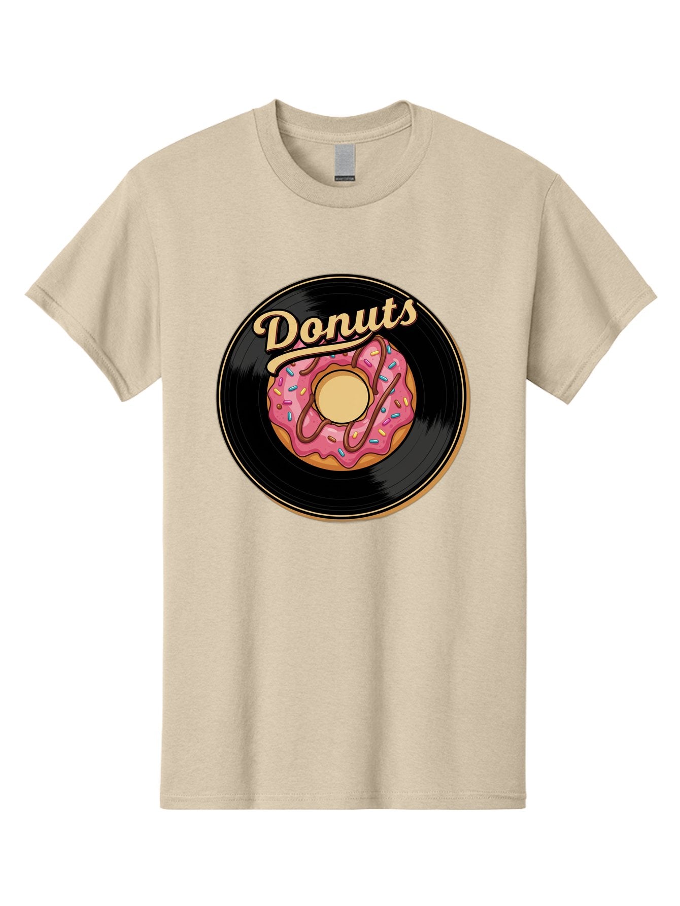 Donuts-3 Men'S Graphic Tee, 100% Cotton, Comfortable Casual Summer Wear, Machine Washable, Donut On Vinyl Record, Pink Donut With Sprinkles, Chocolate Drizzle, Sweet Treat, Retro Design, Donut Love, Vinyl Record Art, Donut Illustration Baa521 14