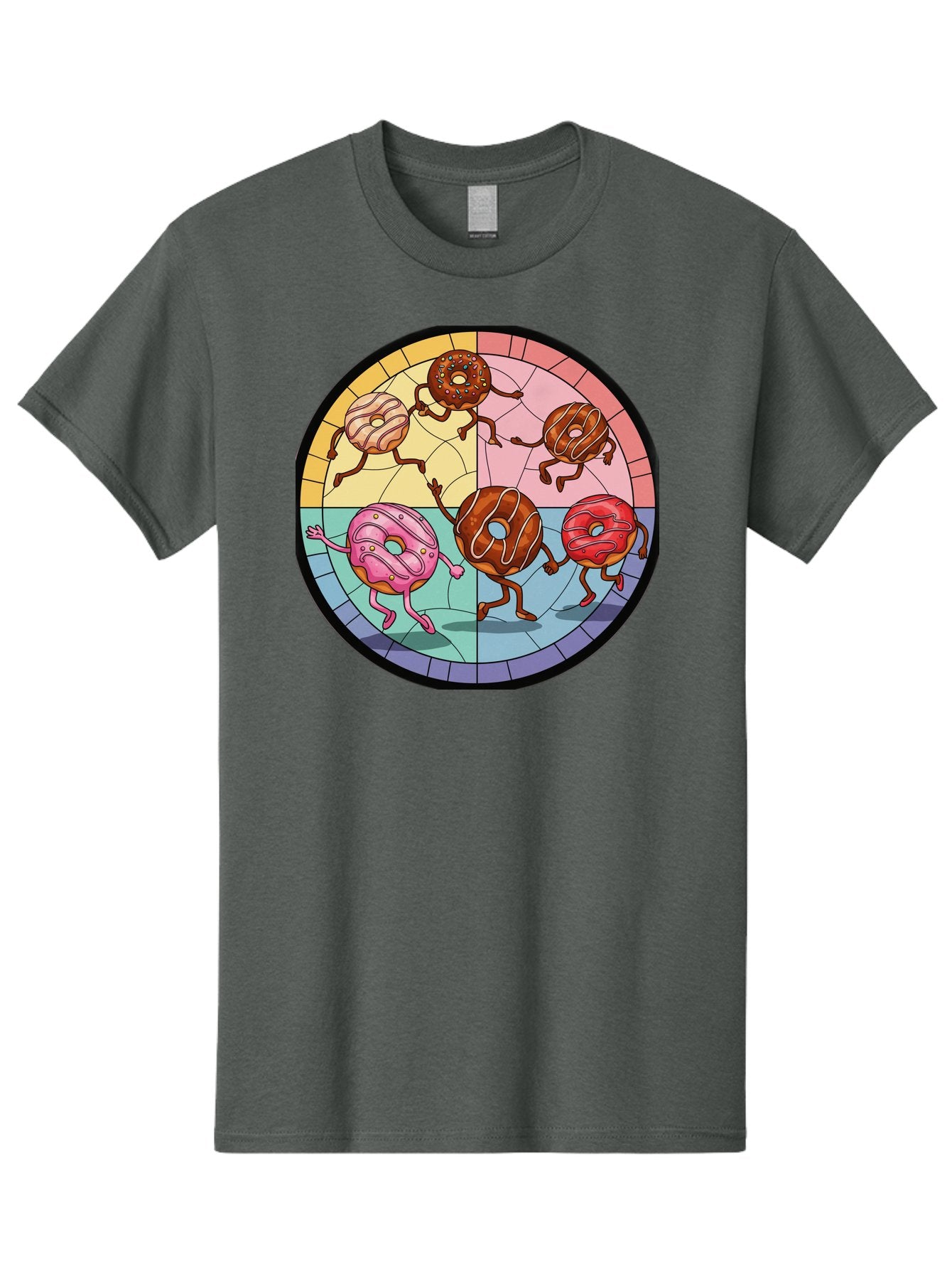Donuts-Dancing-1 Men'S Graphic Tee, 100% Cotton, Comfortable Casual Summer Wear, Machine Washable, Donuts Dancing, Cartoon Donuts, Sweet Treats, Colorful Illustration, Playful Art, Pastry Characters, Whimsical Design, Tasty Delights, Baa522 11