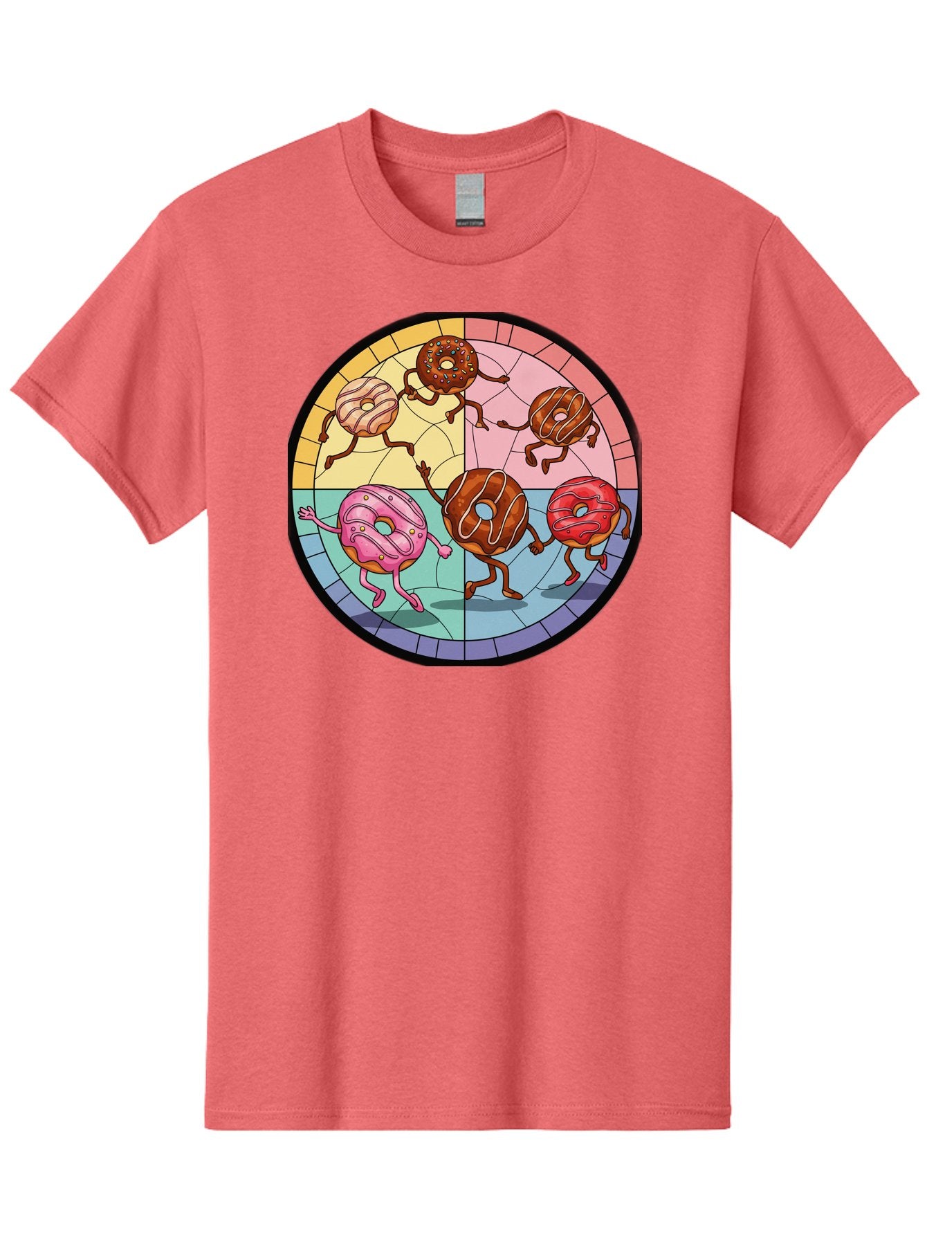 Donuts-Dancing-1 Men'S Graphic Tee, 100% Cotton, Comfortable Casual Summer Wear, Machine Washable, Donuts Dancing, Cartoon Donuts, Sweet Treats, Colorful Illustration, Playful Art, Pastry Characters, Whimsical Design, Tasty Delights, Baa522 5