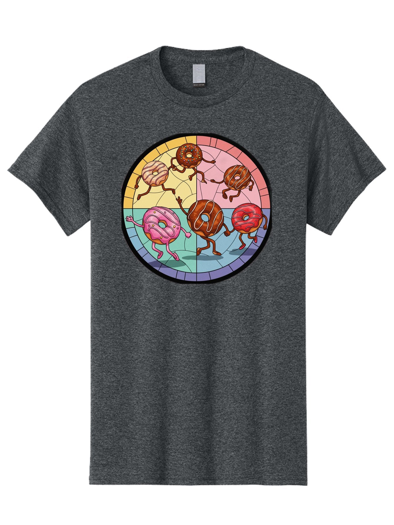 Donuts-Dancing-1 Men'S Graphic Tee, 100% Cotton, Comfortable Casual Summer Wear, Machine Washable, Donuts Dancing, Cartoon Donuts, Sweet Treats, Colorful Illustration, Playful Art, Pastry Characters, Whimsical Design, Tasty Delights, Baa522