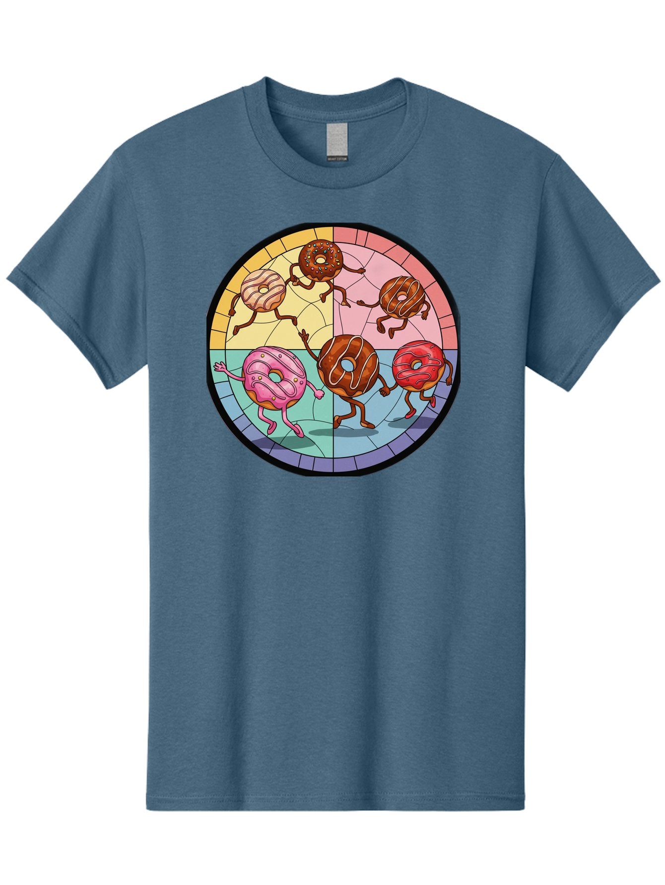 Donuts-Dancing-1 Men'S Graphic Tee, 100% Cotton, Comfortable Casual Summer Wear, Machine Washable, Donuts Dancing, Cartoon Donuts, Sweet Treats, Colorful Illustration, Playful Art, Pastry Characters, Whimsical Design, Tasty Delights, Baa522 15