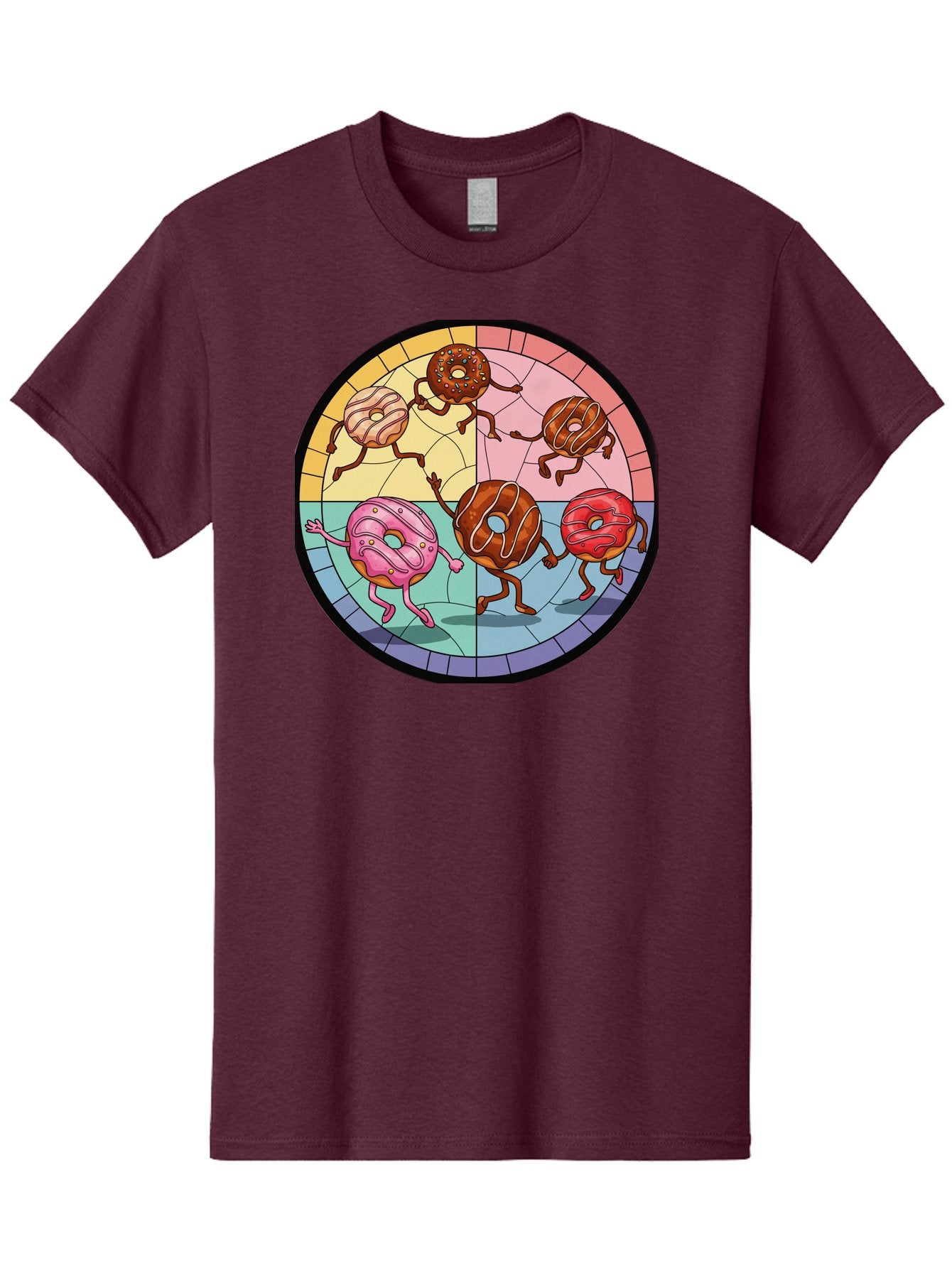 Donuts-Dancing-1 Men'S Graphic Tee, 100% Cotton, Comfortable Casual Summer Wear, Machine Washable, Donuts Dancing, Cartoon Donuts, Sweet Treats, Colorful Illustration, Playful Art, Pastry Characters, Whimsical Design, Tasty Delights, Baa522 7