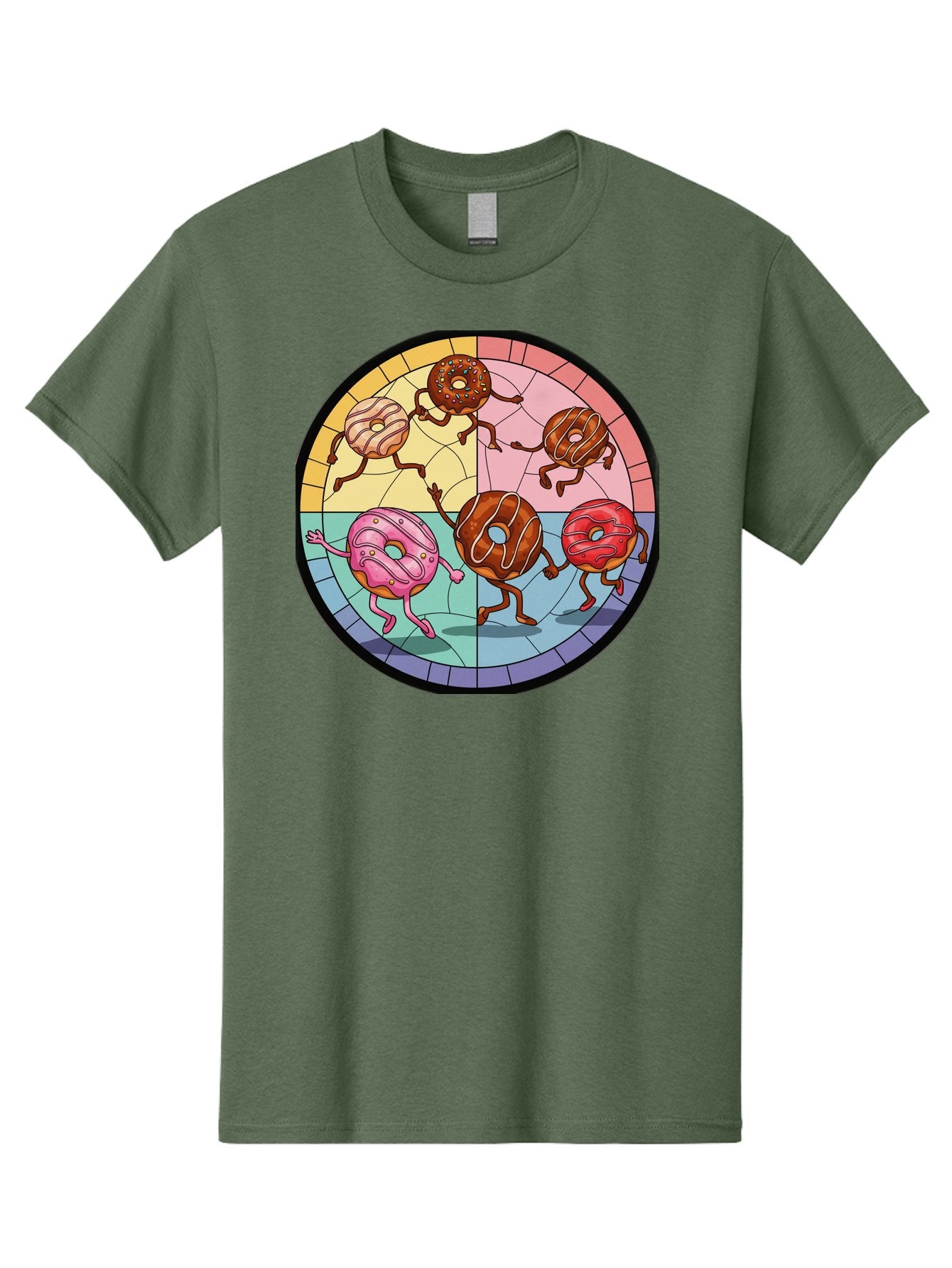 Donuts-Dancing-1 Men'S Graphic Tee, 100% Cotton, Comfortable Casual Summer Wear, Machine Washable, Donuts Dancing, Cartoon Donuts, Sweet Treats, Colorful Illustration, Playful Art, Pastry Characters, Whimsical Design, Tasty Delights, Baa522 13