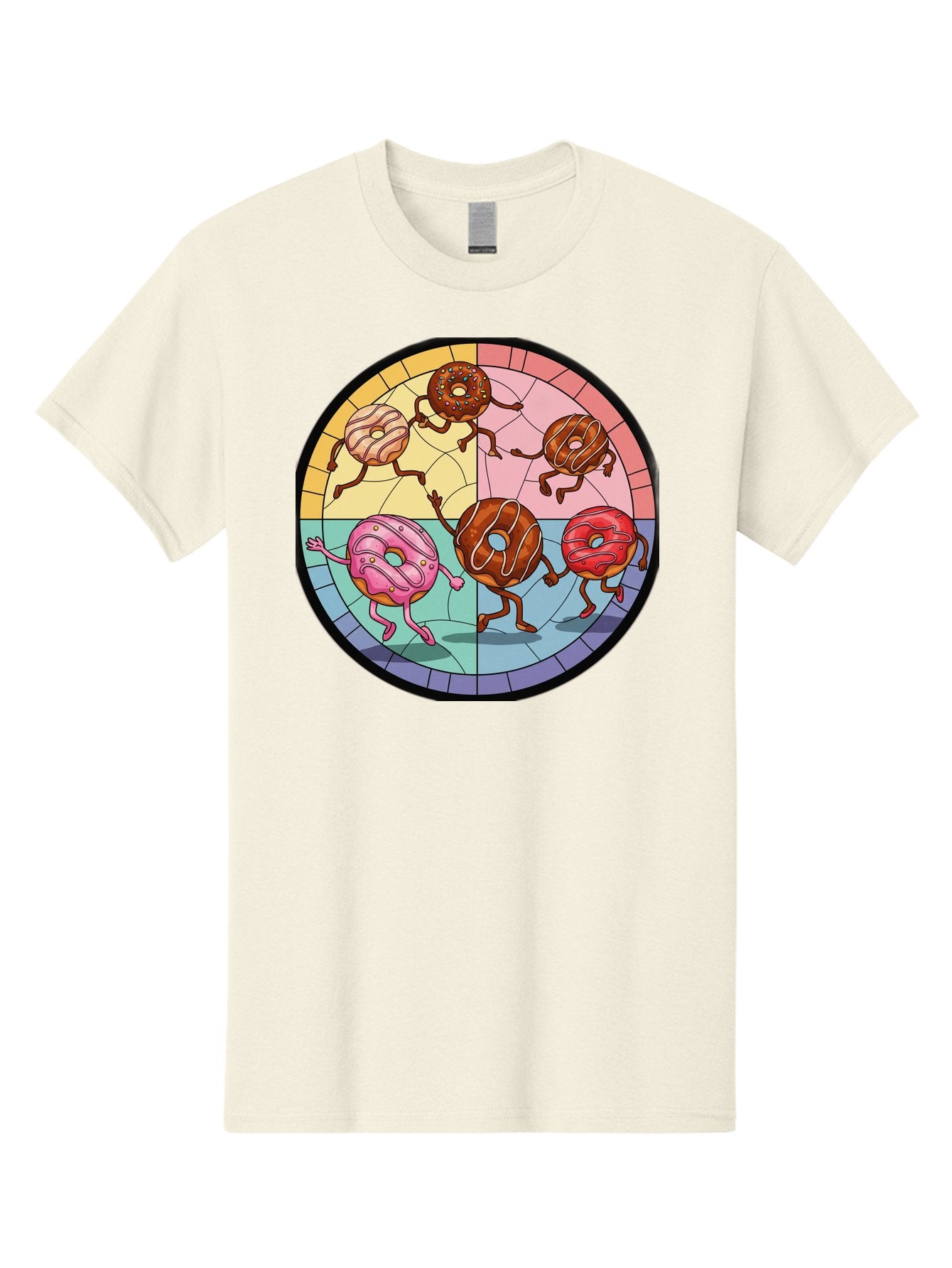 Donuts-Dancing-1 Men'S Graphic Tee, 100% Cotton, Comfortable Casual Summer Wear, Machine Washable, Donuts Dancing, Cartoon Donuts, Sweet Treats, Colorful Illustration, Playful Art, Pastry Characters, Whimsical Design, Tasty Delights, Baa522 10