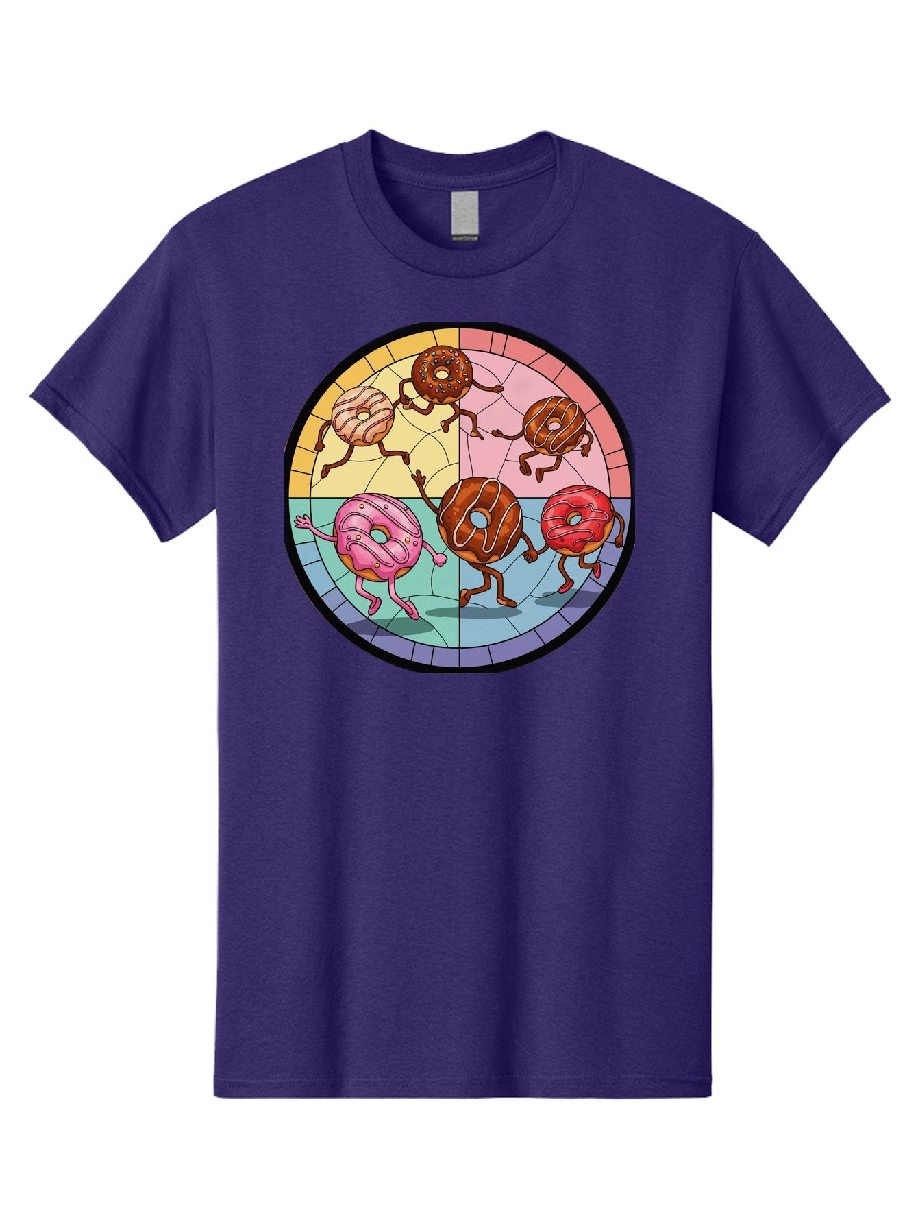 Donuts-Dancing-1 Men'S Graphic Tee, 100% Cotton, Comfortable Casual Summer Wear, Machine Washable, Donuts Dancing, Cartoon Donuts, Sweet Treats, Colorful Illustration, Playful Art, Pastry Characters, Whimsical Design, Tasty Delights, Baa522 4