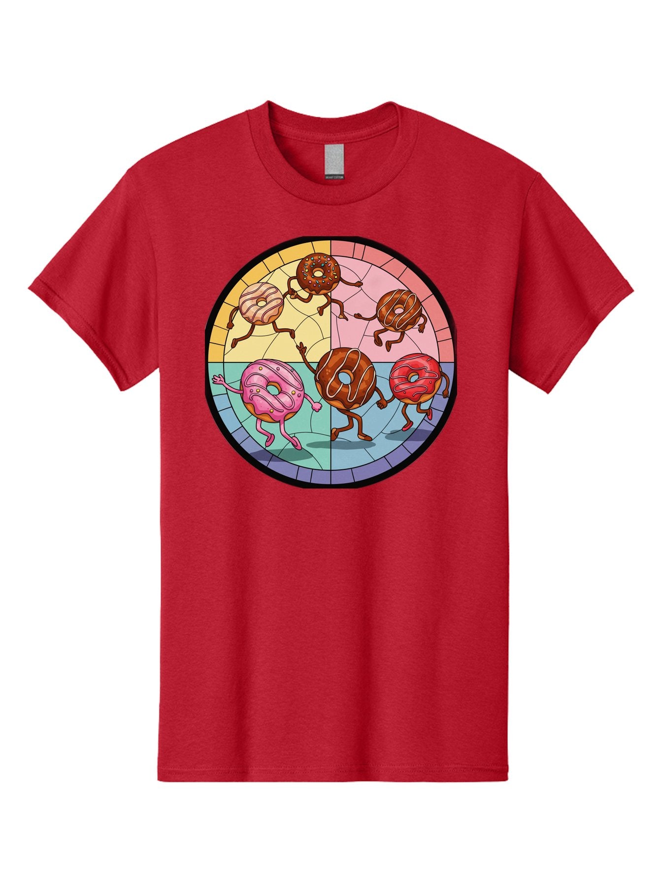 Donuts-Dancing-1 Men'S Graphic Tee, 100% Cotton, Comfortable Casual Summer Wear, Machine Washable, Donuts Dancing, Cartoon Donuts, Sweet Treats, Colorful Illustration, Playful Art, Pastry Characters, Whimsical Design, Tasty Delights, Baa522 14