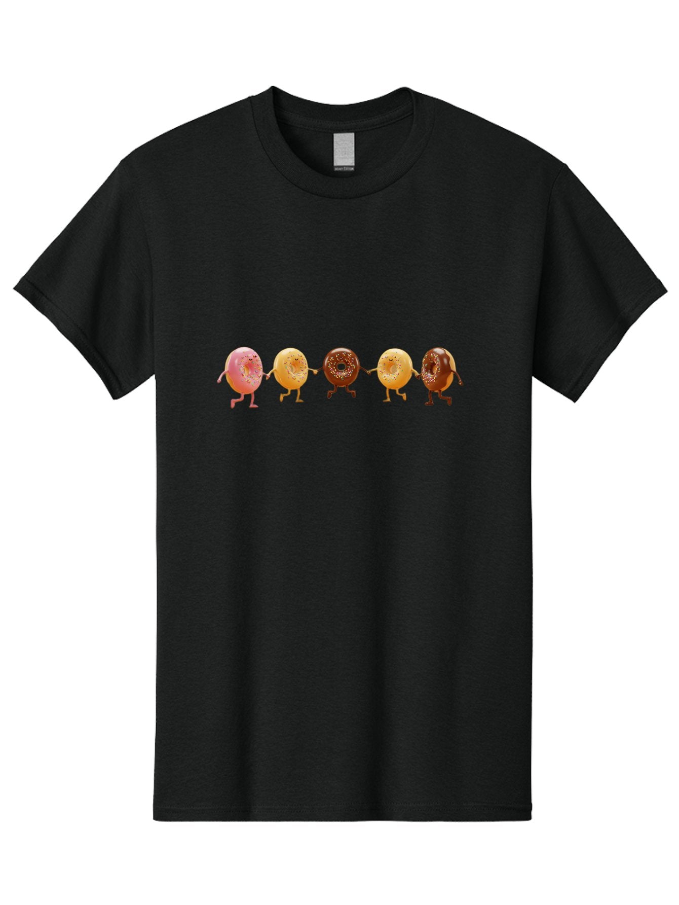 Donuts-Dancing-2 Men'S Graphic Tee, 100% Cotton, Comfortable Casual Summer Wear, Machine Washable, Donuts Dancing, Happy Donuts, Glazed Donut, Chocolate Donut, Sprinkles, Sugar Coating, Playful Treats, Sweet Indulgence, Cartoon Donuts, Baa523 7