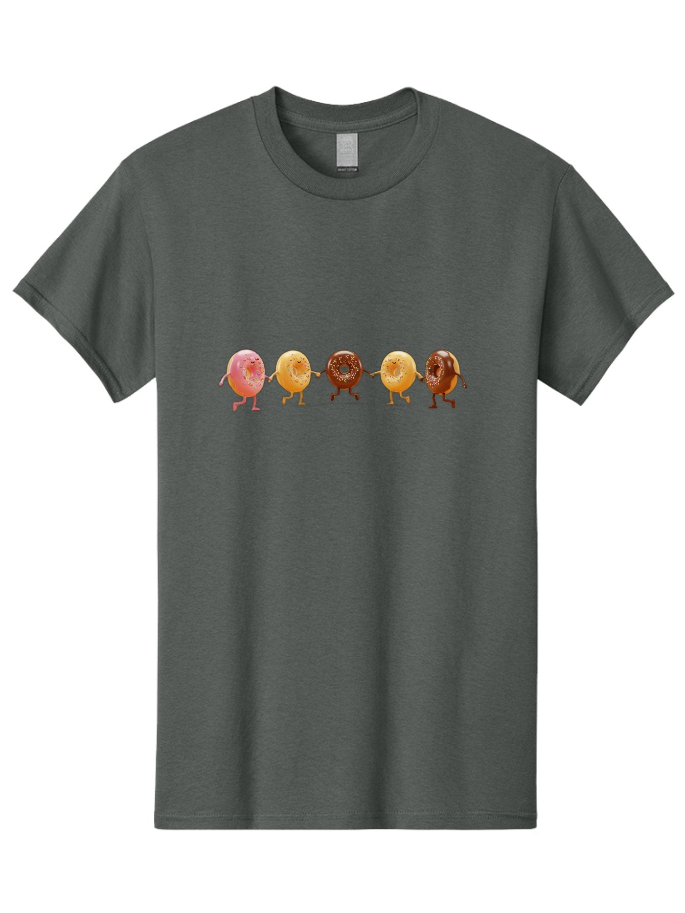 Donuts-Dancing-2 Men'S Graphic Tee, 100% Cotton, Comfortable Casual Summer Wear, Machine Washable, Donuts Dancing, Happy Donuts, Glazed Donut, Chocolate Donut, Sprinkles, Sugar Coating, Playful Treats, Sweet Indulgence, Cartoon Donuts, Baa523 6