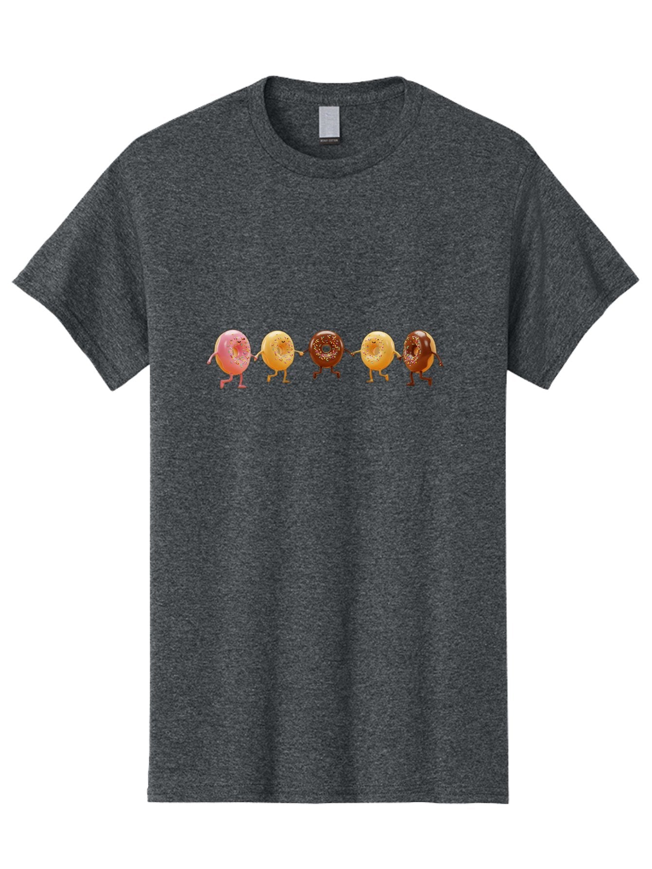 Donuts-Dancing-2 Men'S Graphic Tee, 100% Cotton, Comfortable Casual Summer Wear, Machine Washable, Donuts Dancing, Happy Donuts, Glazed Donut, Chocolate Donut, Sprinkles, Sugar Coating, Playful Treats, Sweet Indulgence, Cartoon Donuts, Baa523 8
