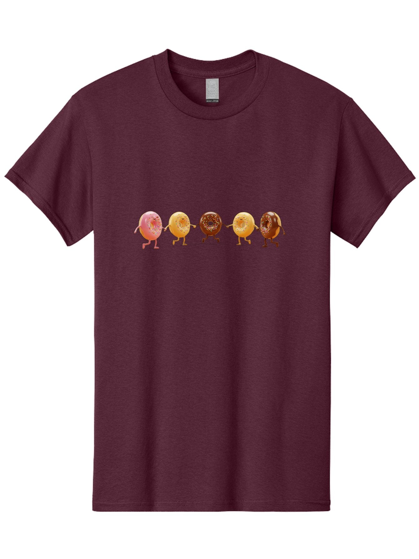 Donuts-Dancing-2 Men'S Graphic Tee, 100% Cotton, Comfortable Casual Summer Wear, Machine Washable, Donuts Dancing, Happy Donuts, Glazed Donut, Chocolate Donut, Sprinkles, Sugar Coating, Playful Treats, Sweet Indulgence, Cartoon Donuts, Baa523 9