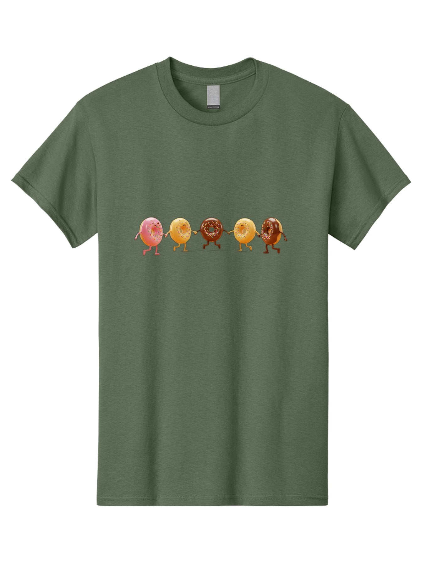 Donuts-Dancing-2 Men'S Graphic Tee, 100% Cotton, Comfortable Casual Summer Wear, Machine Washable, Donuts Dancing, Happy Donuts, Glazed Donut, Chocolate Donut, Sprinkles, Sugar Coating, Playful Treats, Sweet Indulgence, Cartoon Donuts, Baa523 11
