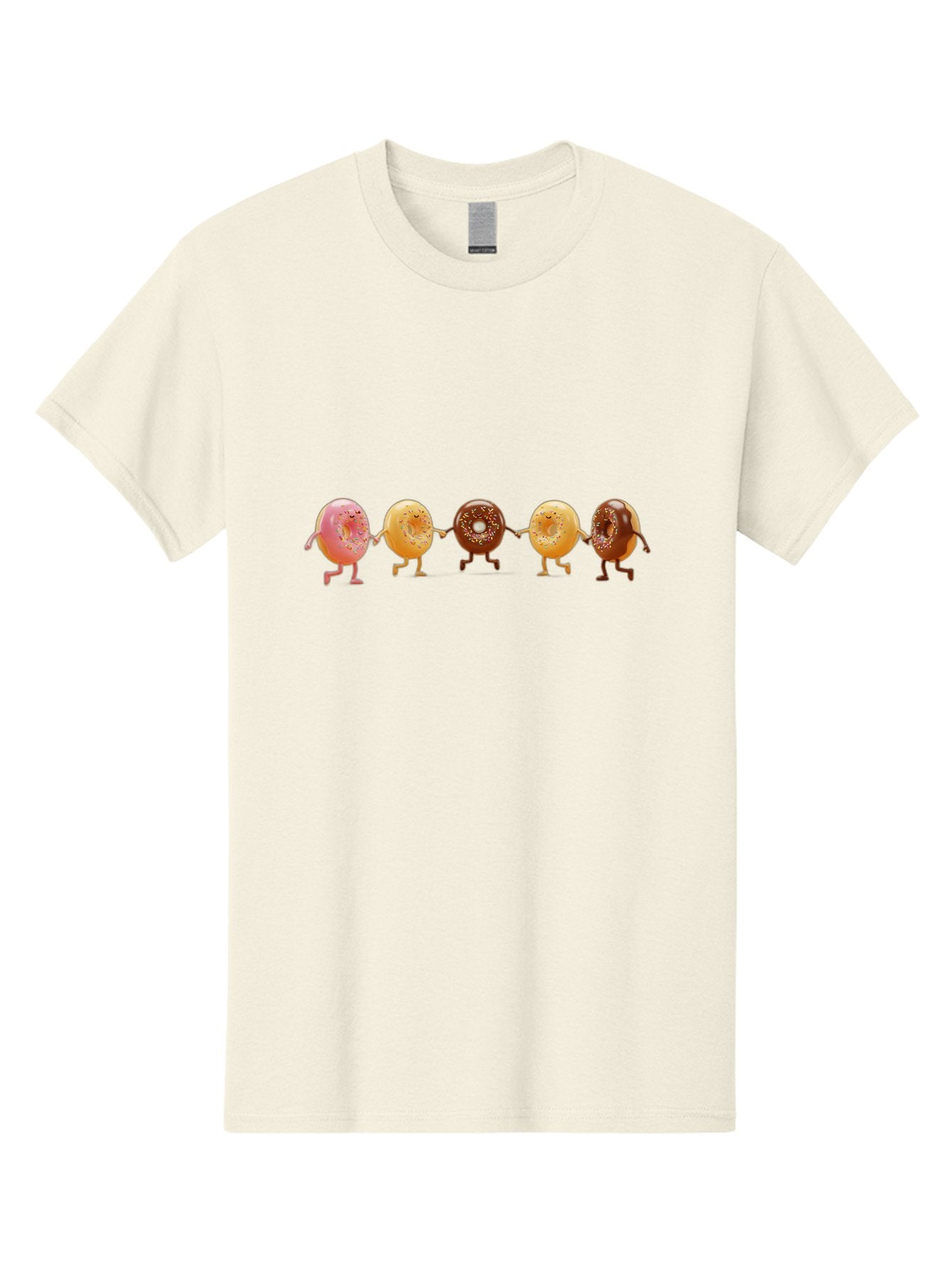 Donuts-Dancing-2 Men'S Graphic Tee, 100% Cotton, Comfortable Casual Summer Wear, Machine Washable, Donuts Dancing, Happy Donuts, Glazed Donut, Chocolate Donut, Sprinkles, Sugar Coating, Playful Treats, Sweet Indulgence, Cartoon Donuts, Baa523 3