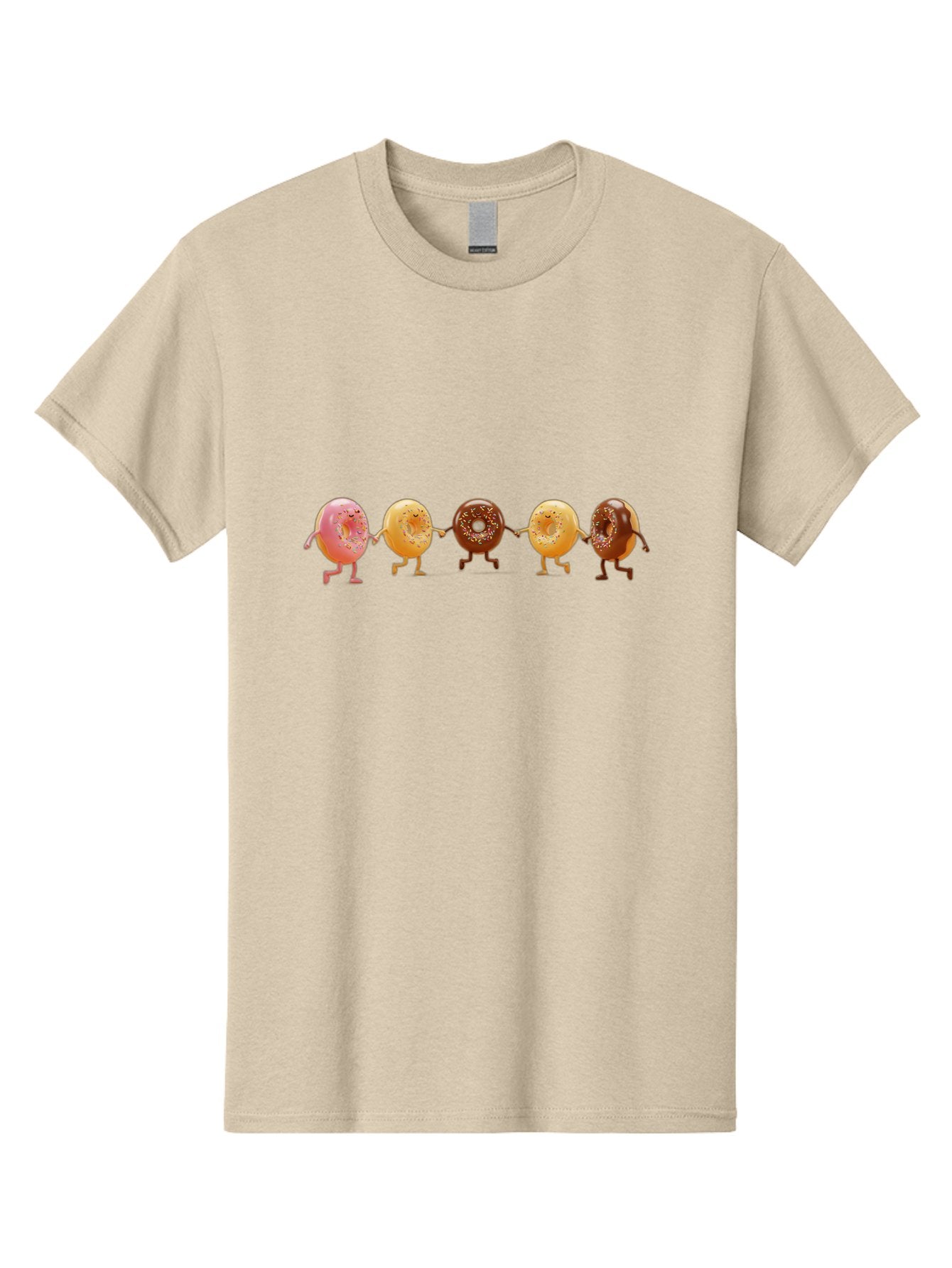 Donuts-Dancing-2 Men'S Graphic Tee, 100% Cotton, Comfortable Casual Summer Wear, Machine Washable, Donuts Dancing, Happy Donuts, Glazed Donut, Chocolate Donut, Sprinkles, Sugar Coating, Playful Treats, Sweet Indulgence, Cartoon Donuts, Baa523