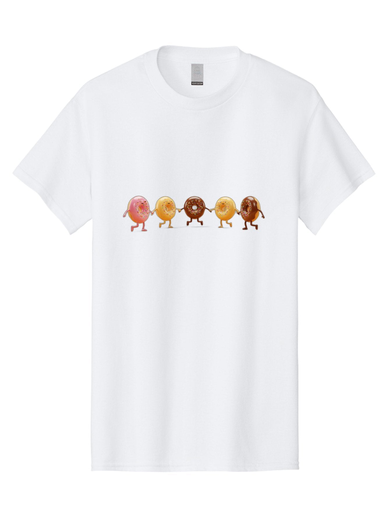 Donuts-Dancing-2 Men'S Graphic Tee, 100% Cotton, Comfortable Casual Summer Wear, Machine Washable, Donuts Dancing, Happy Donuts, Glazed Donut, Chocolate Donut, Sprinkles, Sugar Coating, Playful Treats, Sweet Indulgence, Cartoon Donuts, Baa523 14