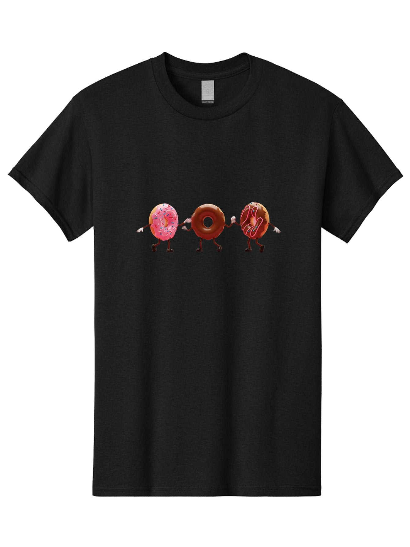 Donuts-Dancing Men'S Graphic Tee, 100% Cotton, Comfortable Casual Summer Wear, Machine Washable, Donuts Dancing, Sweet Treats, Chocolate Frosting, Pink Sprinkles, Donut Friends, Cartoon Donuts, Tasty Desserts, Bakery Delights, Donut Gang, Baa524 11