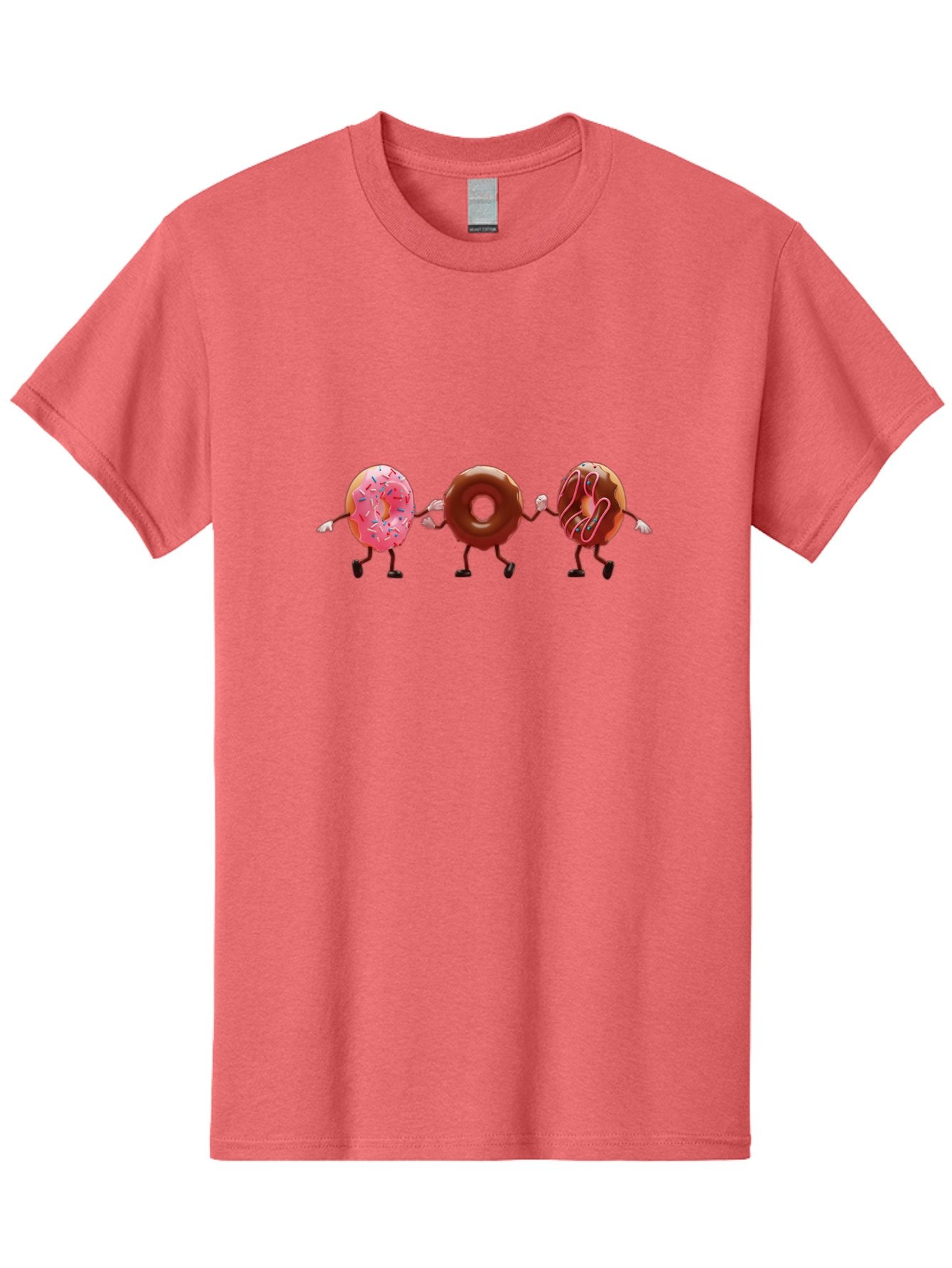 Donuts-Dancing Men'S Graphic Tee, 100% Cotton, Comfortable Casual Summer Wear, Machine Washable, Donuts Dancing, Sweet Treats, Chocolate Frosting, Pink Sprinkles, Donut Friends, Cartoon Donuts, Tasty Desserts, Bakery Delights, Donut Gang, Baa524 13