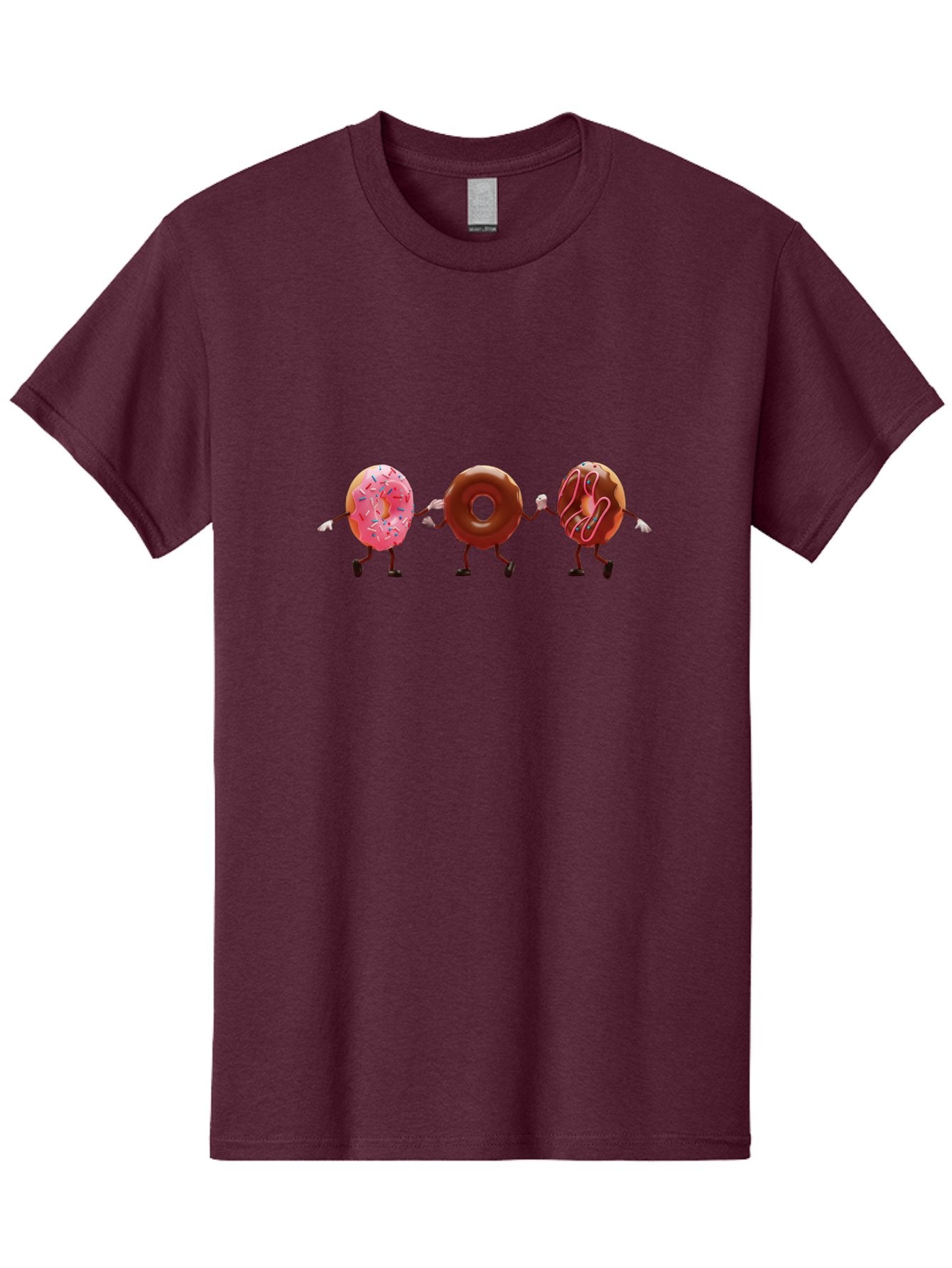 Donuts-Dancing Men'S Graphic Tee, 100% Cotton, Comfortable Casual Summer Wear, Machine Washable, Donuts Dancing, Sweet Treats, Chocolate Frosting, Pink Sprinkles, Donut Friends, Cartoon Donuts, Tasty Desserts, Bakery Delights, Donut Gang, Baa524 9