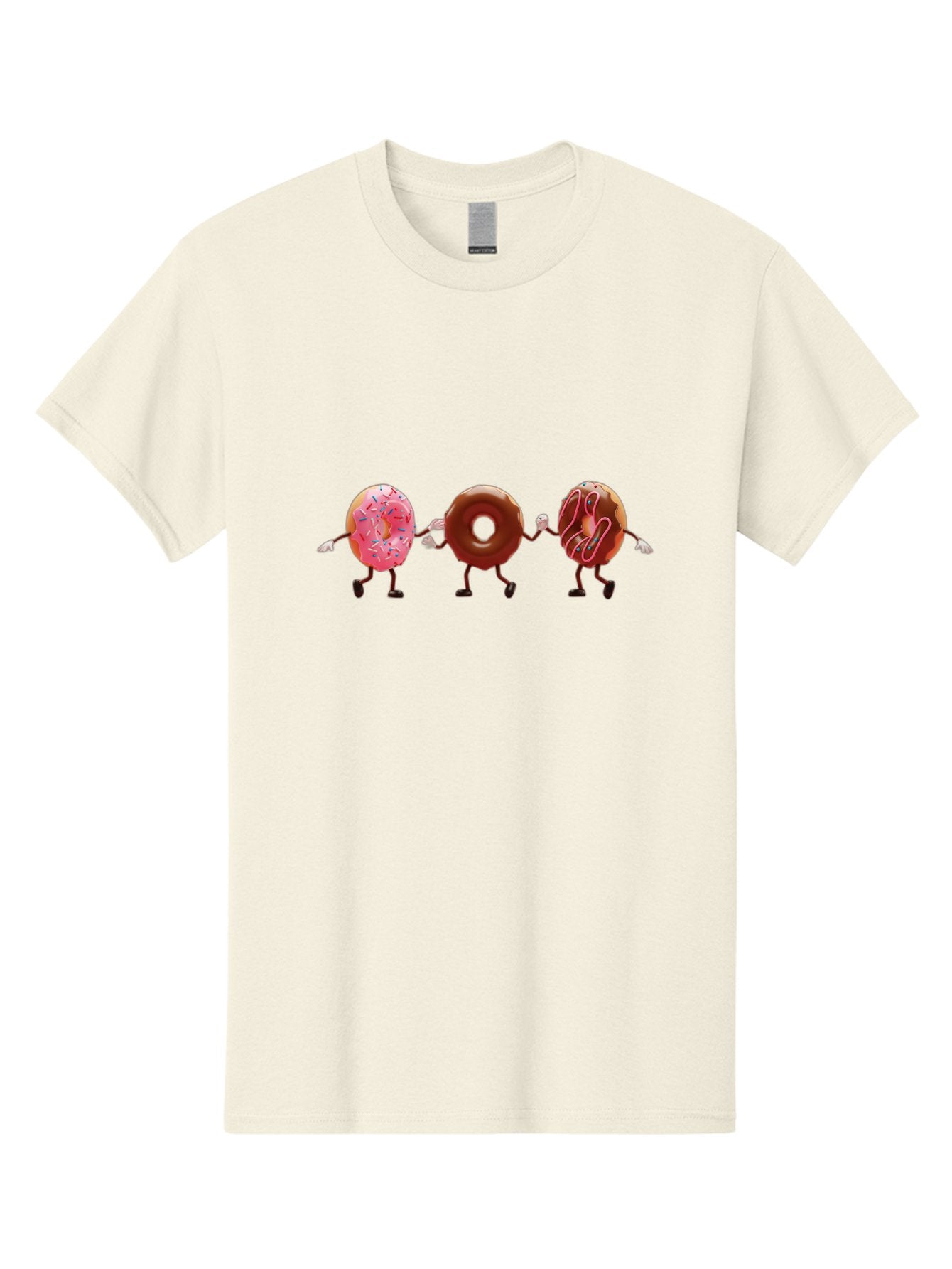 Donuts-Dancing Men'S Graphic Tee, 100% Cotton, Comfortable Casual Summer Wear, Machine Washable, Donuts Dancing, Sweet Treats, Chocolate Frosting, Pink Sprinkles, Donut Friends, Cartoon Donuts, Tasty Desserts, Bakery Delights, Donut Gang, Baa524 4