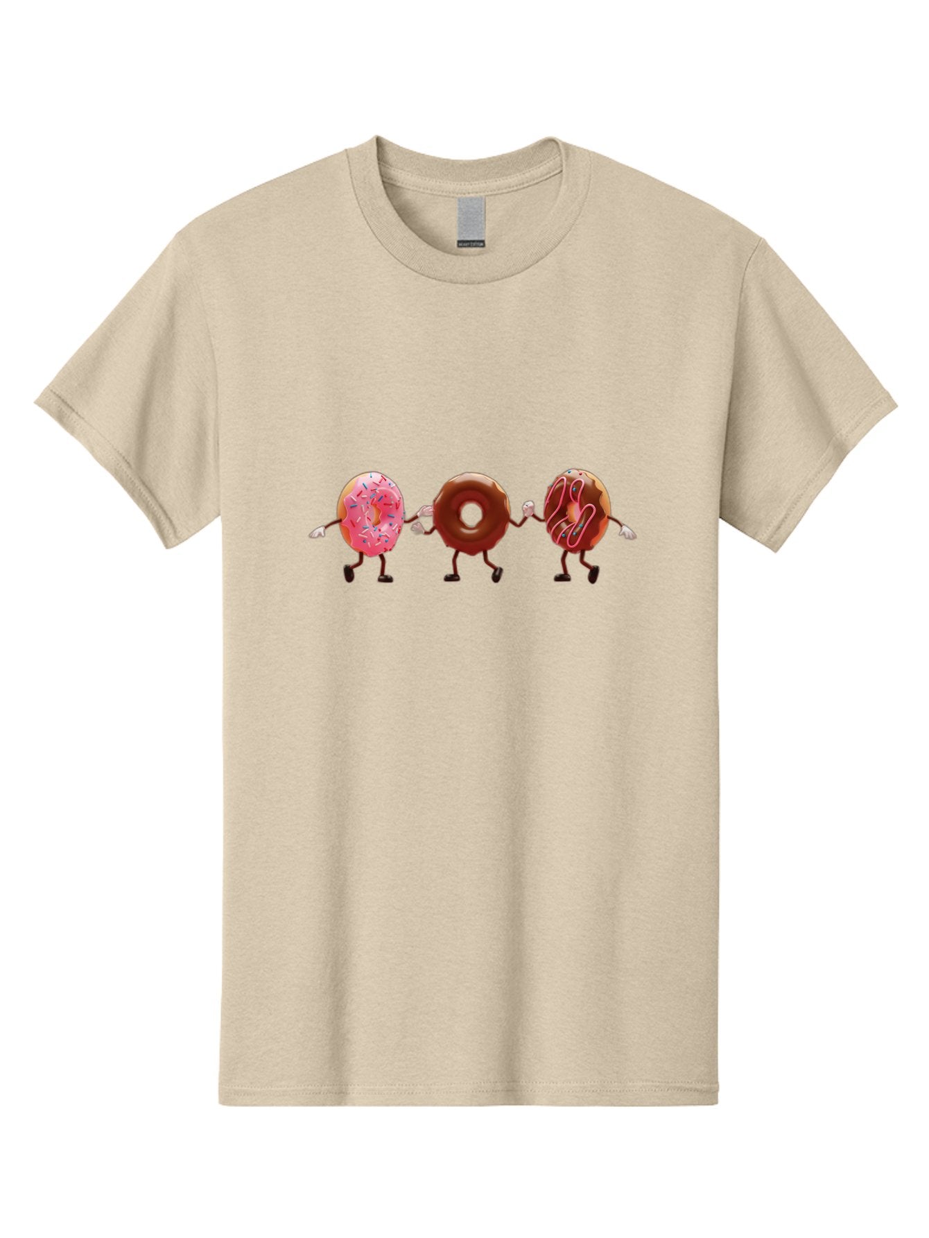 Donuts-Dancing Men'S Graphic Tee, 100% Cotton, Comfortable Casual Summer Wear, Machine Washable, Donuts Dancing, Sweet Treats, Chocolate Frosting, Pink Sprinkles, Donut Friends, Cartoon Donuts, Tasty Desserts, Bakery Delights, Donut Gang, Baa524 5