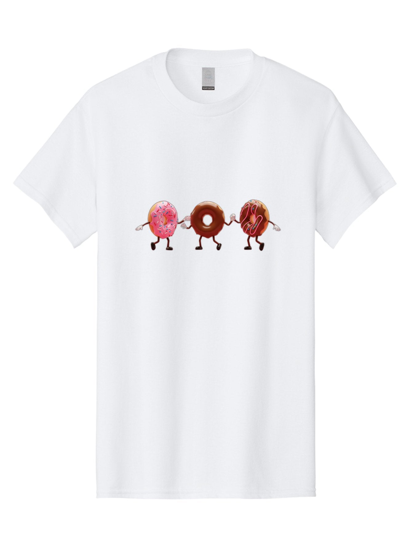 Donuts-Dancing Men'S Graphic Tee, 100% Cotton, Comfortable Casual Summer Wear, Machine Washable, Donuts Dancing, Sweet Treats, Chocolate Frosting, Pink Sprinkles, Donut Friends, Cartoon Donuts, Tasty Desserts, Bakery Delights, Donut Gang, Baa524 8