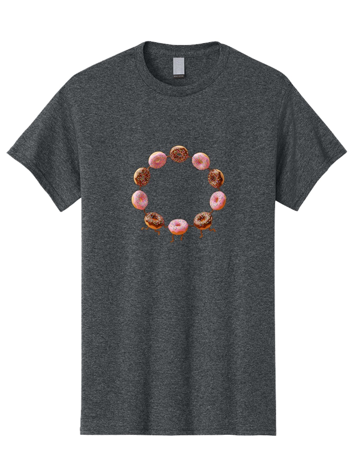Donuts-In-Circle-1 Men'S Graphic Tee, 100% Cotton, Comfortable Casual Summer Wear, Machine Washable, Donuts In A Circle, Creative Food Art, Sweet Treats, Pink And Brown Donuts, Playful Arrangement, Fun Design, Tasty Pastries, Baa525 5