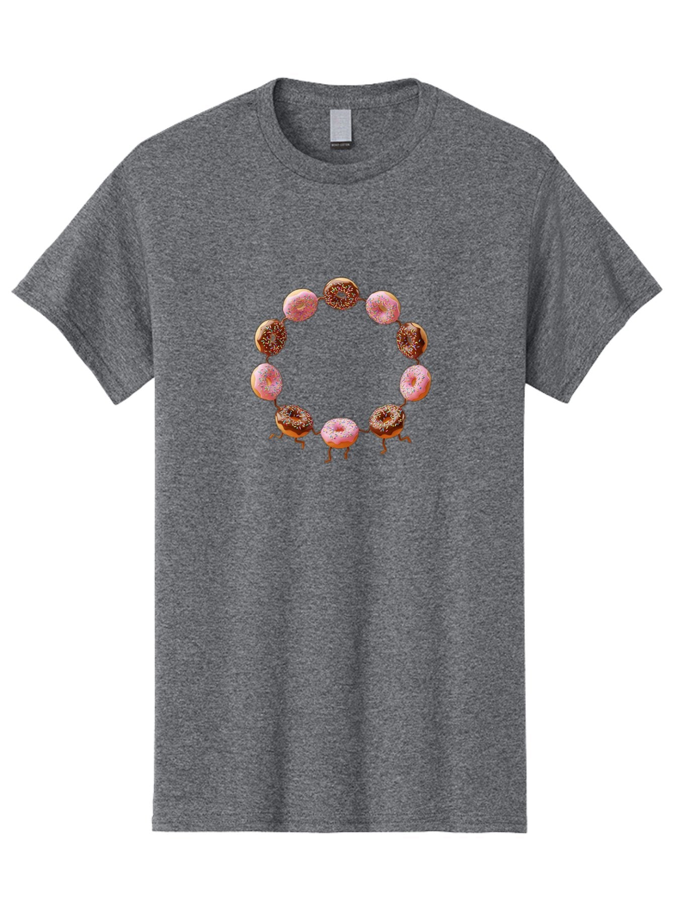 Donuts-In-Circle-1 Men'S Graphic Tee, 100% Cotton, Comfortable Casual Summer Wear, Machine Washable, Donuts In A Circle, Creative Food Art, Sweet Treats, Pink And Brown Donuts, Playful Arrangement, Fun Design, Tasty Pastries, Baa525 15