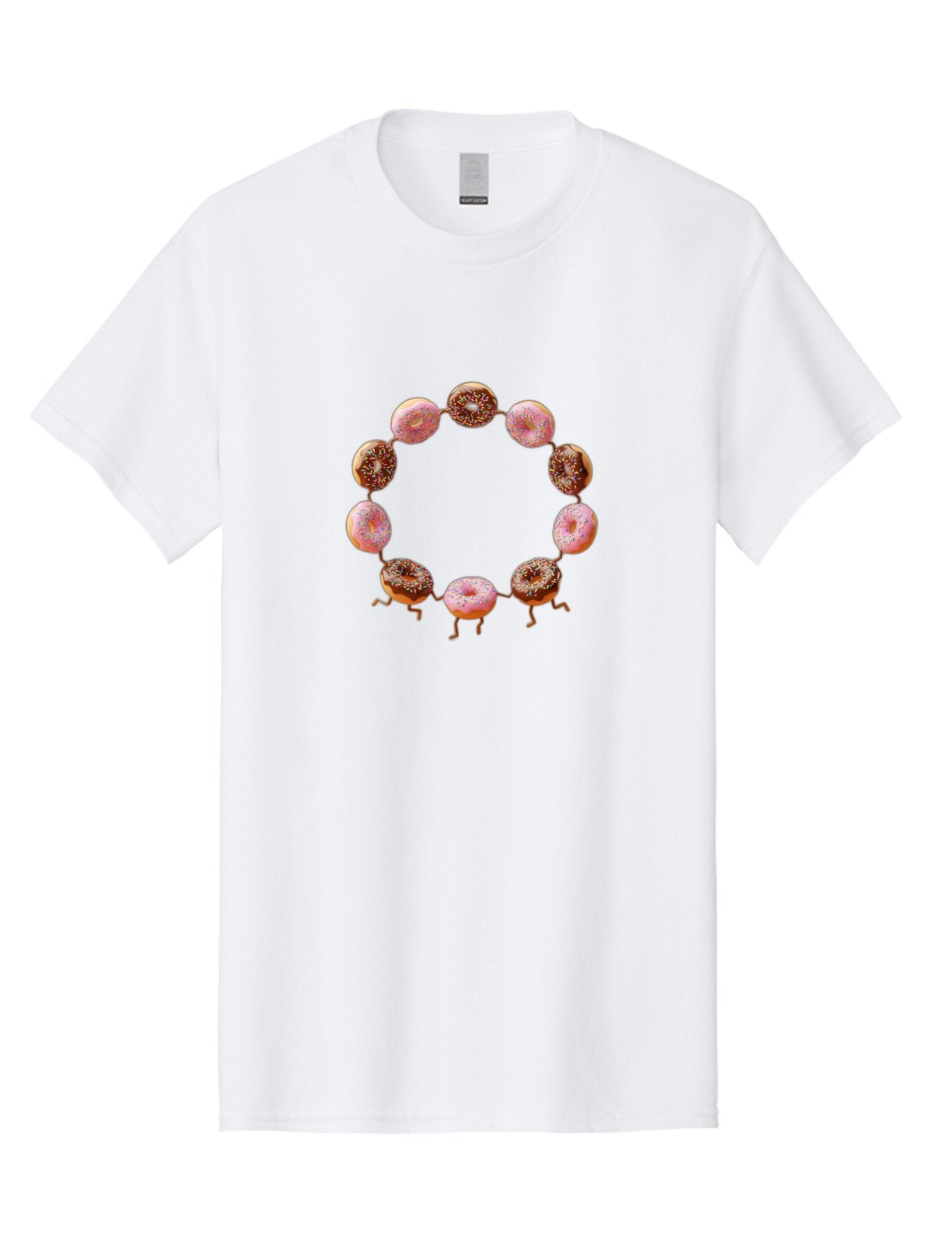Donuts-In-Circle-1 Men'S Graphic Tee, 100% Cotton, Comfortable Casual Summer Wear, Machine Washable, Donuts In A Circle, Creative Food Art, Sweet Treats, Pink And Brown Donuts, Playful Arrangement, Fun Design, Tasty Pastries, Baa525 3