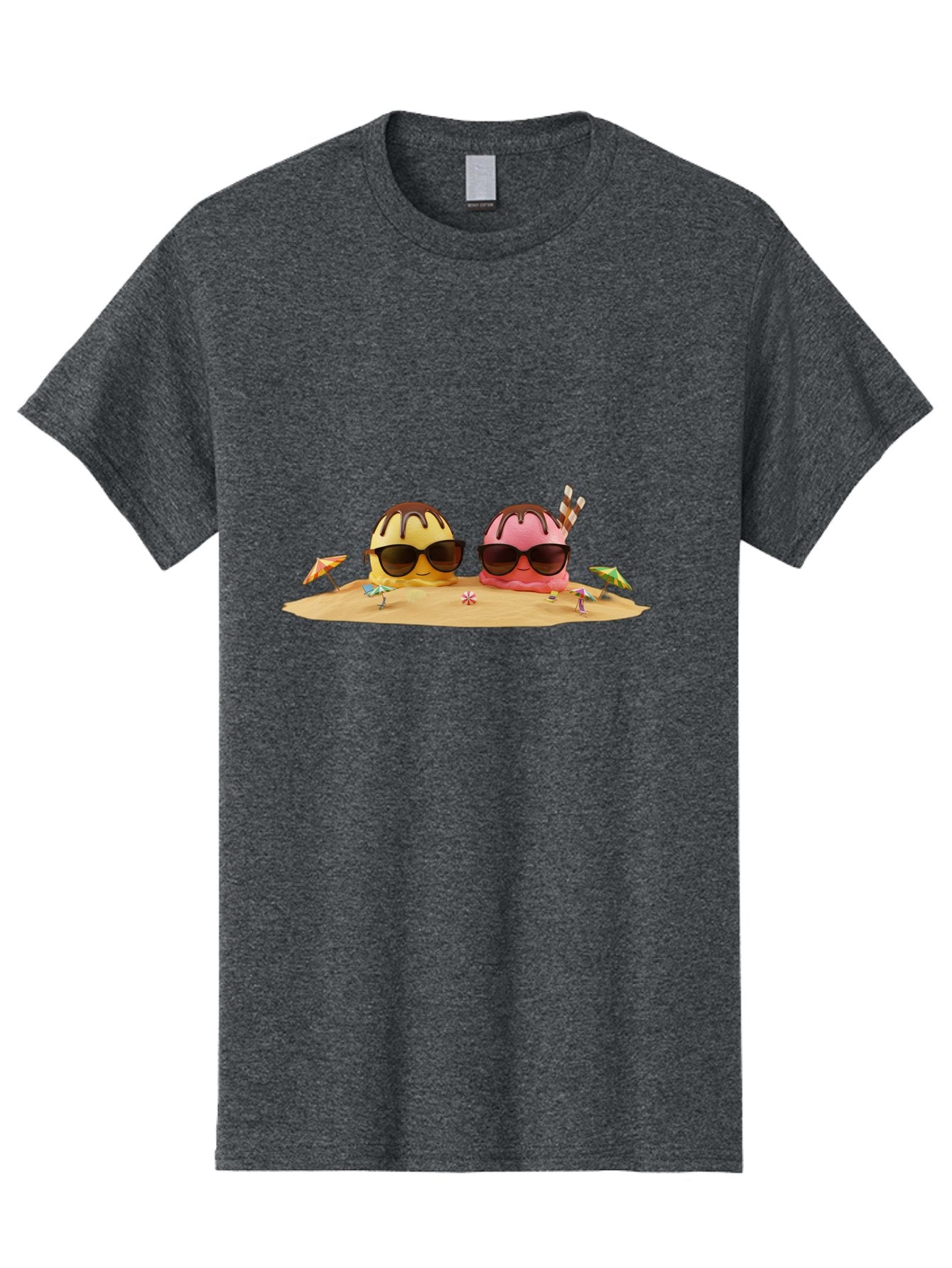 Donuts-On-Island Men'S Graphic Tee, 100% Cotton, Comfortable Casual Summer Wear, Machine Washable, Cupcakes On Island, Sunglasses, Beach Umbrellas, Summer Fun, Cartoon Style, Sweet Treats, Tropical Getaway, Vacation Vibes, Dessert Lovers, Baa527 11