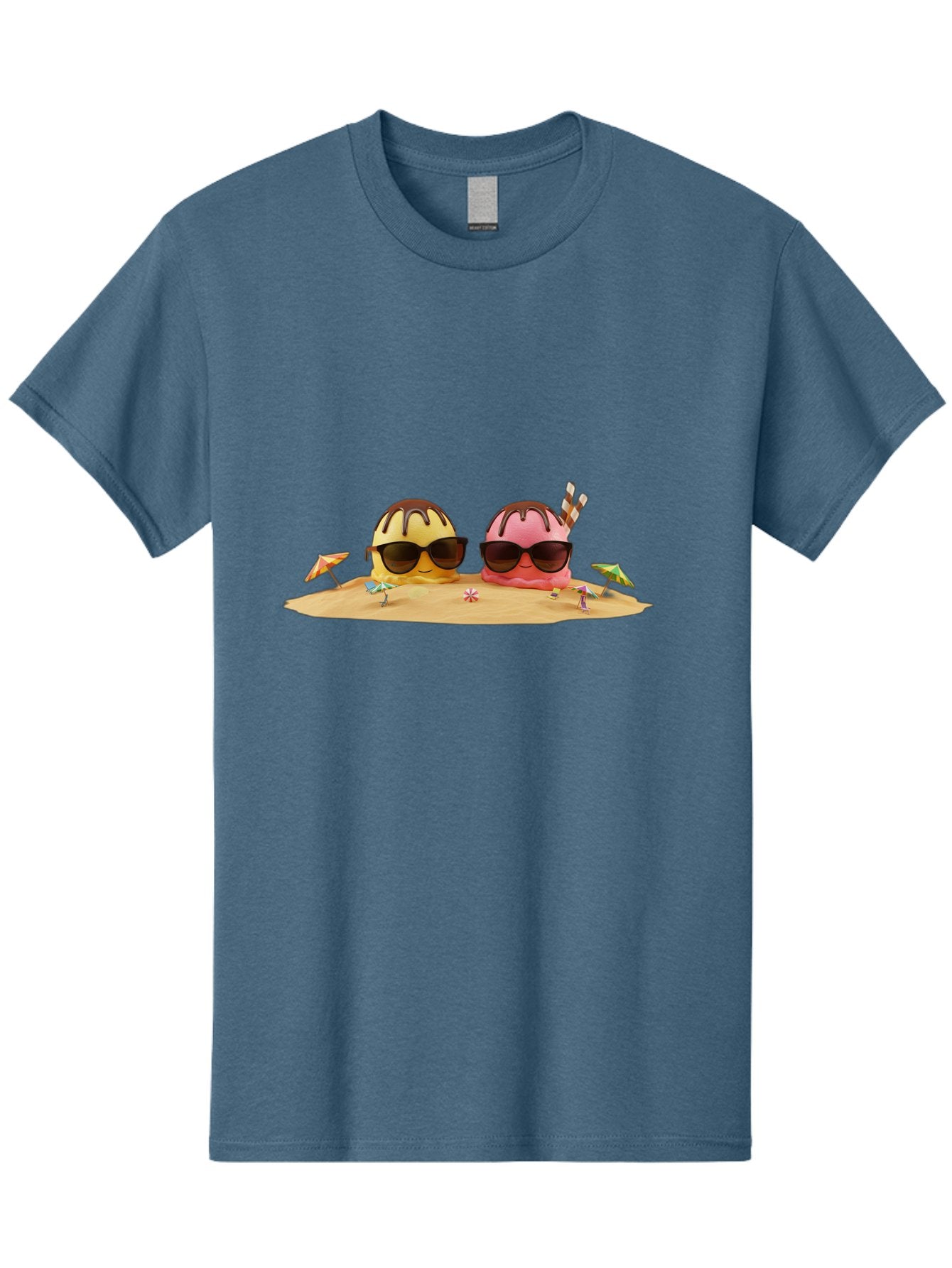 Donuts-On-Island Men'S Graphic Tee, 100% Cotton, Comfortable Casual Summer Wear, Machine Washable, Cupcakes On Island, Sunglasses, Beach Umbrellas, Summer Fun, Cartoon Style, Sweet Treats, Tropical Getaway, Vacation Vibes, Dessert Lovers, Baa527 6